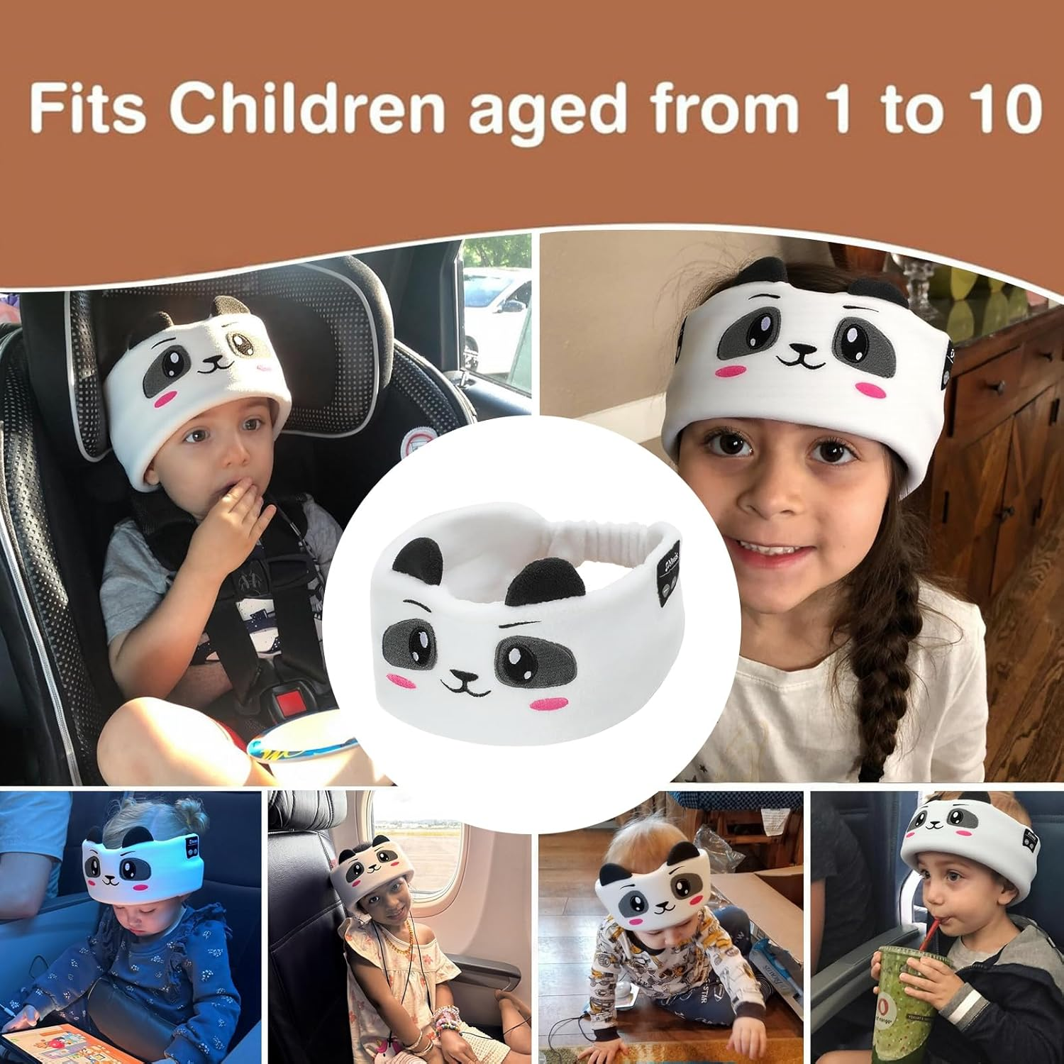 UOEPOWA Toddler & Kids Headband Headphones Wireless, Toddler Headphones with Super Soft Headband, Safe Volume Limited, Adjustable for Travel, Learning, and Sleep (Panda) image number 4