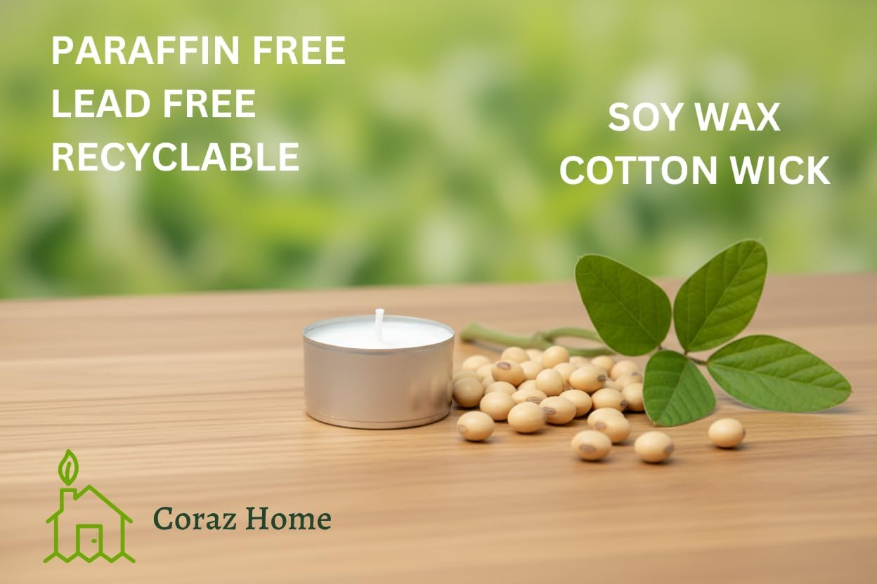 Pack of 120 Natural Tealights &ndash; 4-Hour Burn Time Each Tea Light &ndash; 100% Soy White Wax &ndash; in Aluminium Cup Candles Friendly to the Environment &ndash; Lead & Paraffin & Plastic Free image number 6