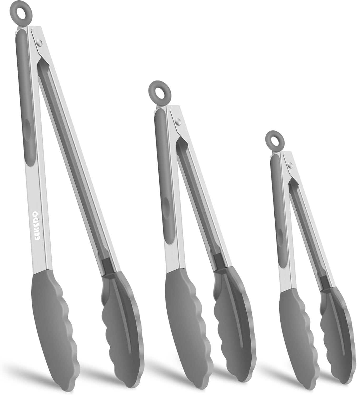 Tongs for Cooking, 600&ordm;f High Heat-Resistant Stainless Steel Kitchen Tongs with Silicone Tips, Non Scratch, Locking Tong for BBQ Grilling Air Fryer Food Salads, Set of 2 (9" and 12") Black