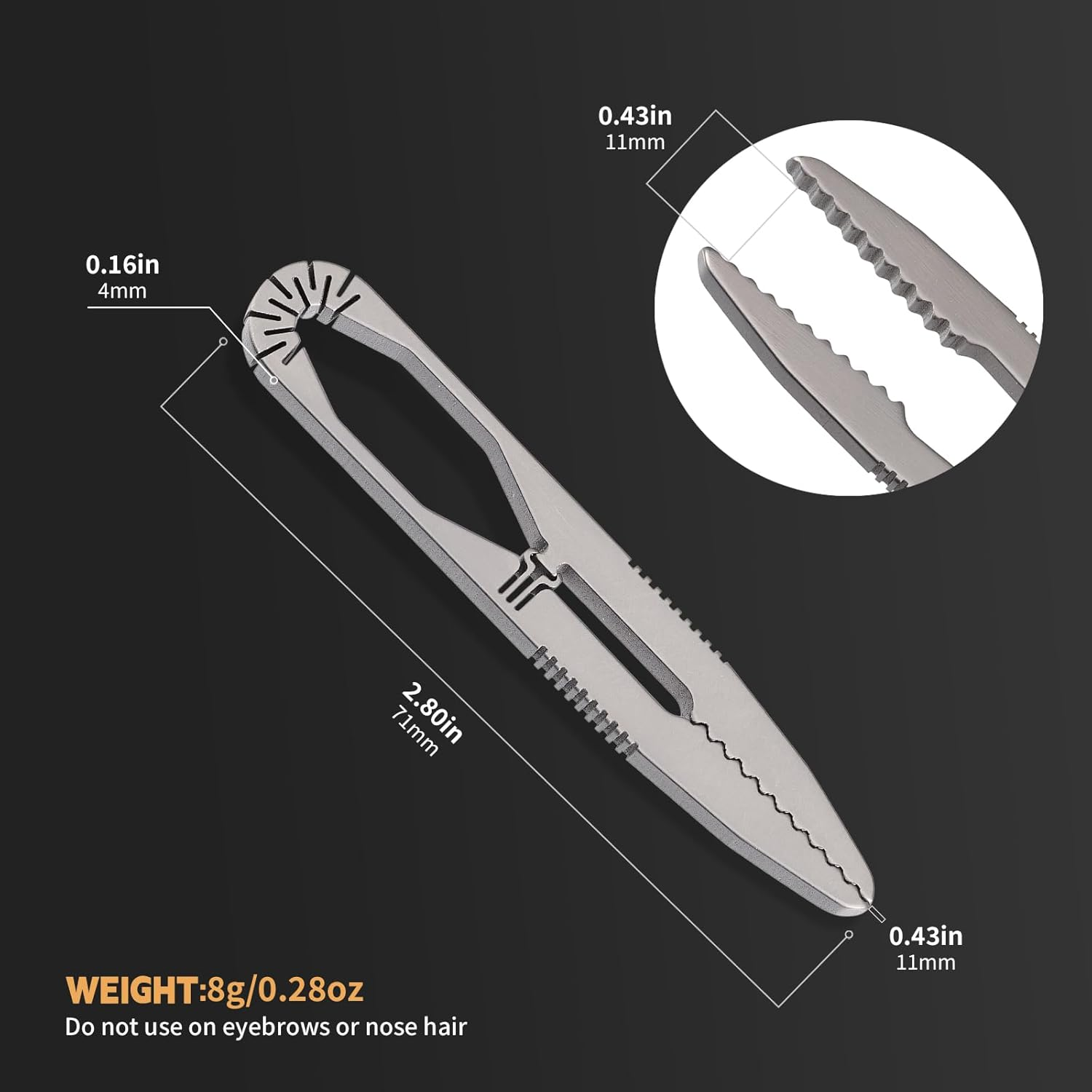 Fortedgear Titanium Precision Tweezers - High-Accuracy, Anti-Slip Design, Multi-Purpose EDC Tool for Outdoor, Camping, Repair, Gardening, and More image number 3