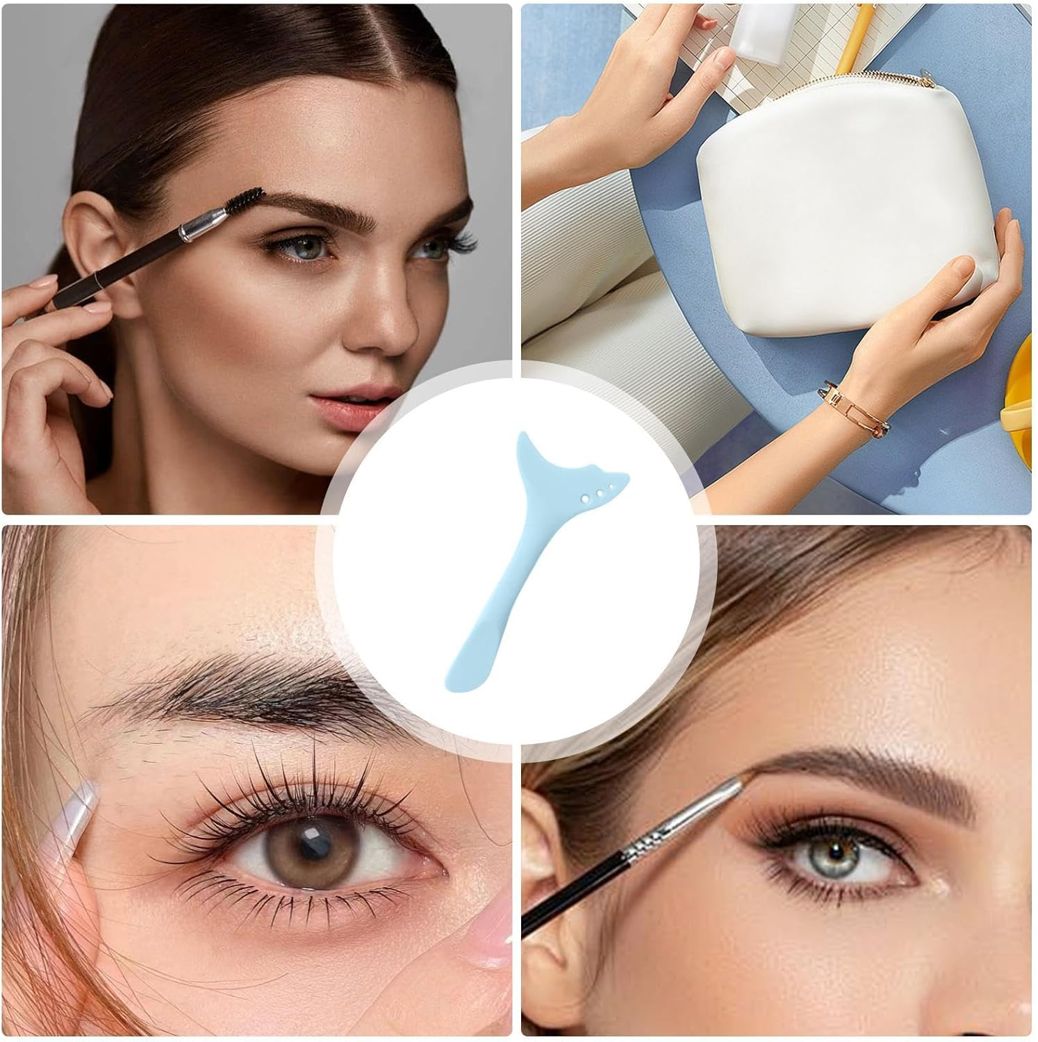 Mascara Shield Applicator Guard,Silicone Mascara Shield Guard - Multifunctional Reusable Eyelash Lipstick Eyeshadow Applicators Aid Tool for Makeup Application - Pink image number 3