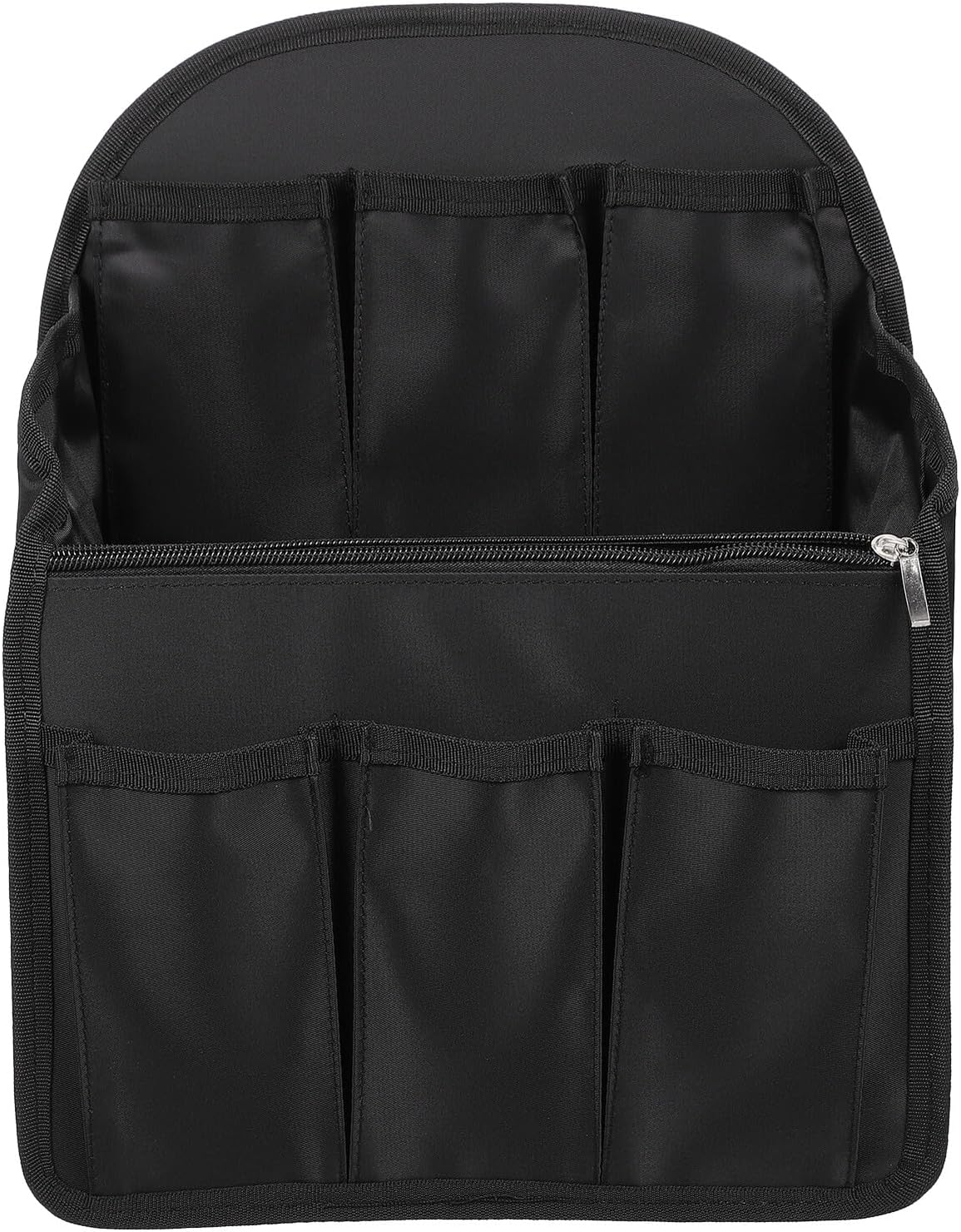 Ibasenice Backpack Organizer Insert with Multi Compartments, Nylon Portable Shoulder Bag Insert for Travel, Large Capacity Storage Container, Black Travel Bag Organizer Compatible with Backpacks image number 2