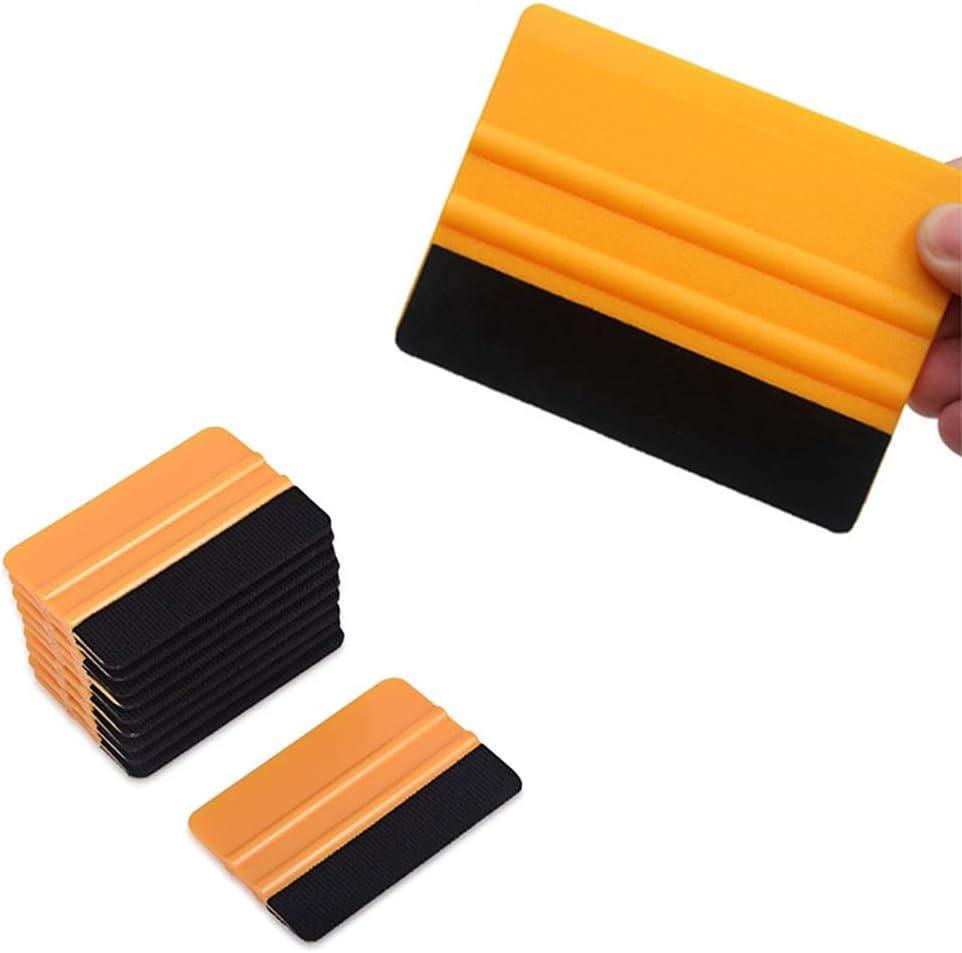 CAASFOOY 10 Pcs Felt Tipped Squeegee.Car Squeegee Soft Felt Edge Sticker Ruber Vinyl Applicator Decal Wrap Scraper(Blue, Bright Yellow) image number 4