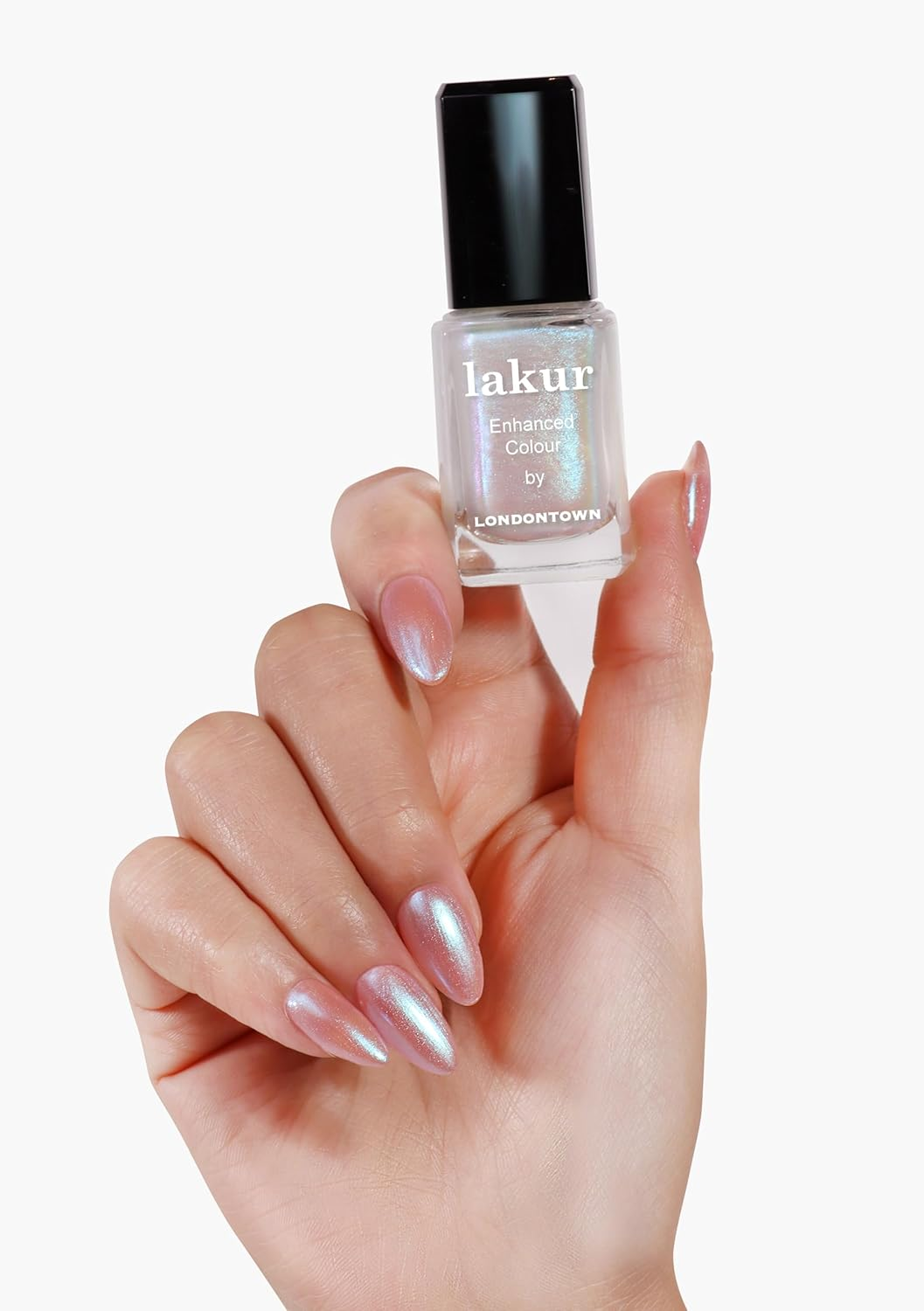 LONDONTOWN Lakur Nail Polish/Topper - Chrome Glaze - Enhanced Color Long Lasting Top Nail Coat Gel-Free Shine Nail Look, Moonstone Chrome Topper 0.4 Oz image number 1