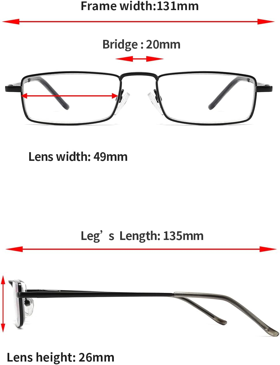 LANLANG Reading Glasses for Men Women, Blue Light Blocking Glasses, Spring Hinge, Metal, anti Eyestrain, Black, Gold, Lightweight, ME-002
