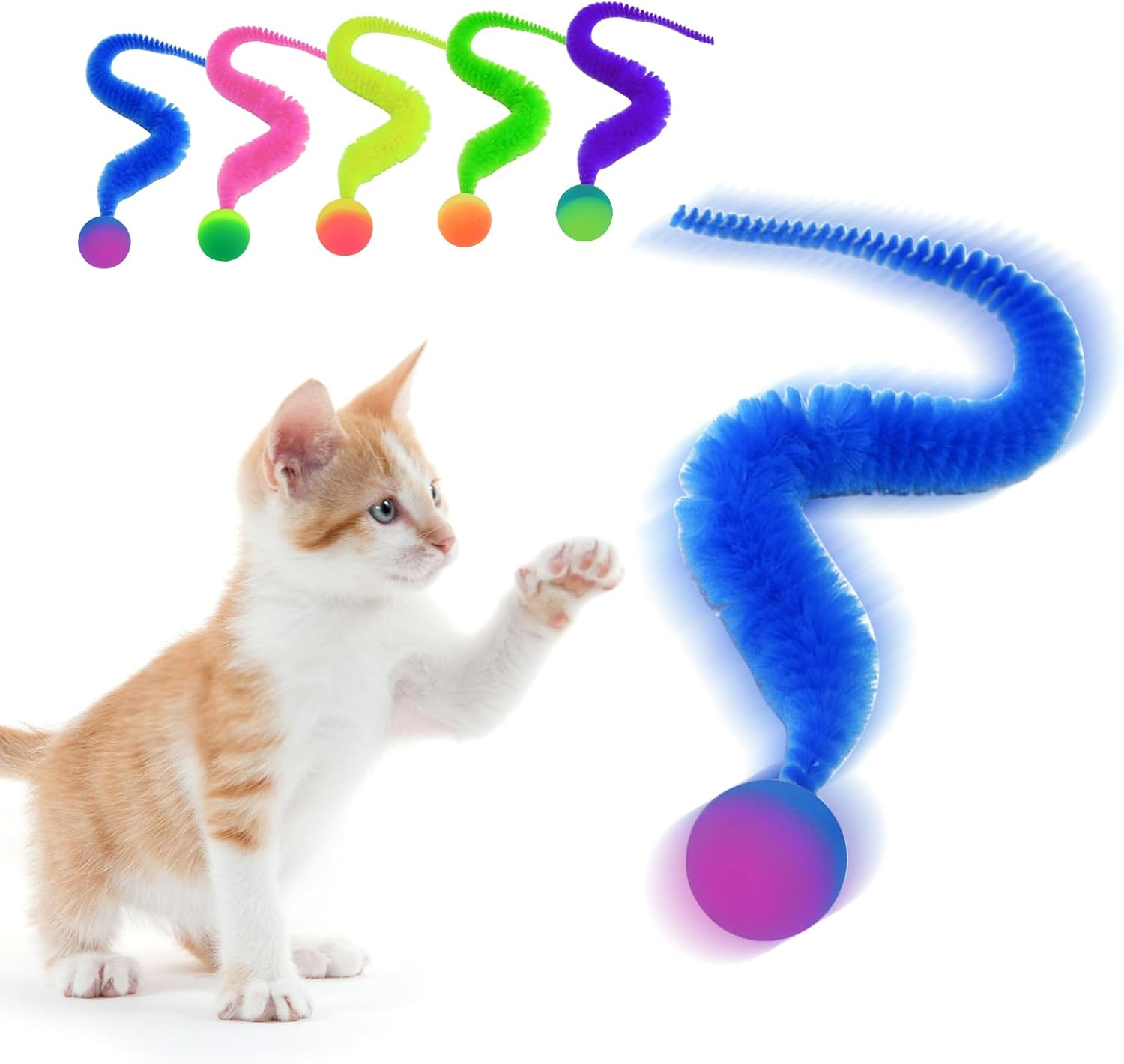 MOKIDO Pack of 5 Wobble Balls for Cats, Cat Balls, Bouncy Balls, Wiggly Ball, Funny Cat Toy Ball, Movable Funny Bouncing Wobble Balls, Cat Accessories, Kitten Toy for Cats of All Ages image number 3