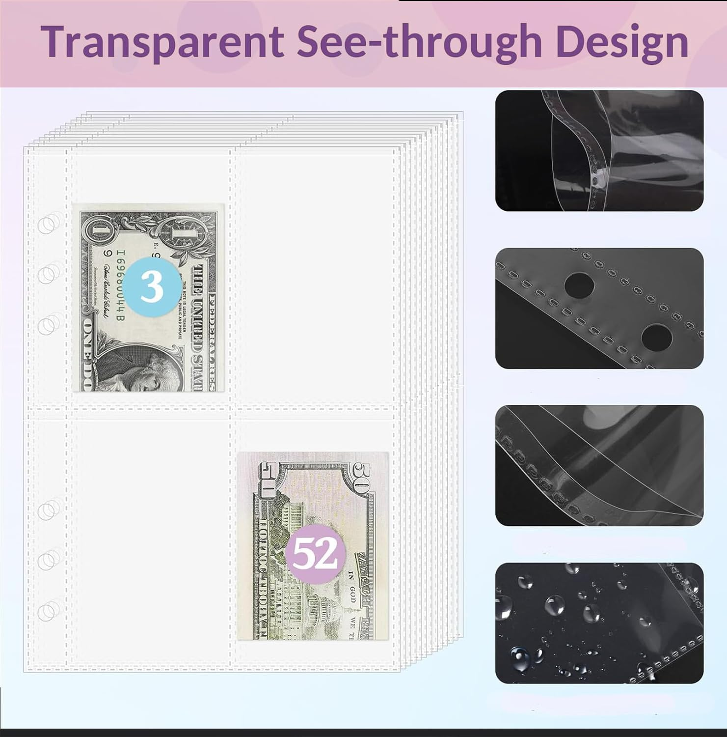 100 Envelopes Money Saving Challenge, 100 Envelope Challenge Binder, Easy and Fun Way to save $5,050, Savings Challenges Budget Book Binder with Cash Envelopes for Office,Home,School (Black) image number 2