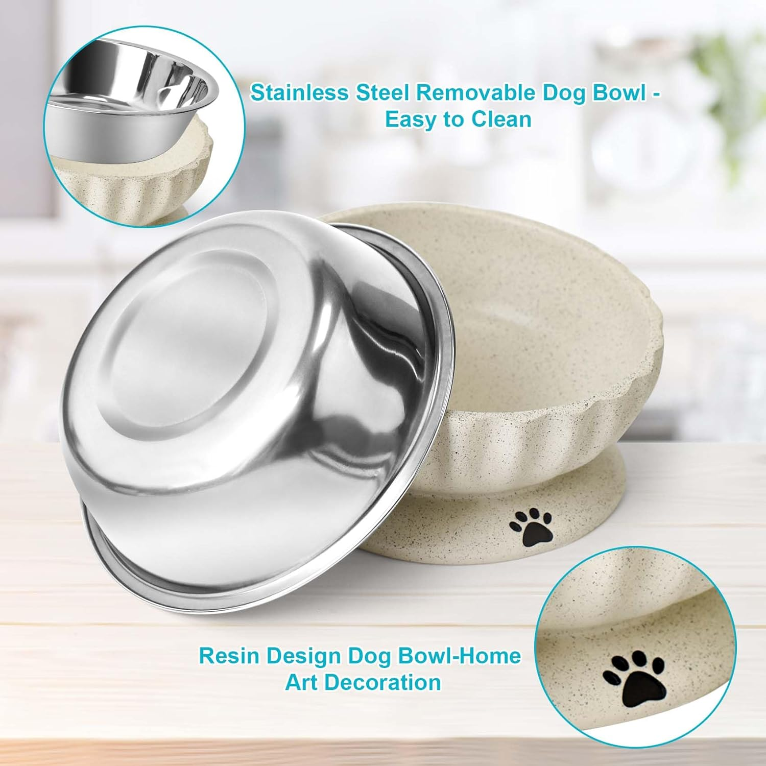 Dog Bowl for Small Dogs, Removable Stainless Steel Dog Bowls with Resin Base, Elevated and Tilted 15&deg; Pet Food/Water Bowl,15Oz Pet Food Bowl for Small Sizes image number 3