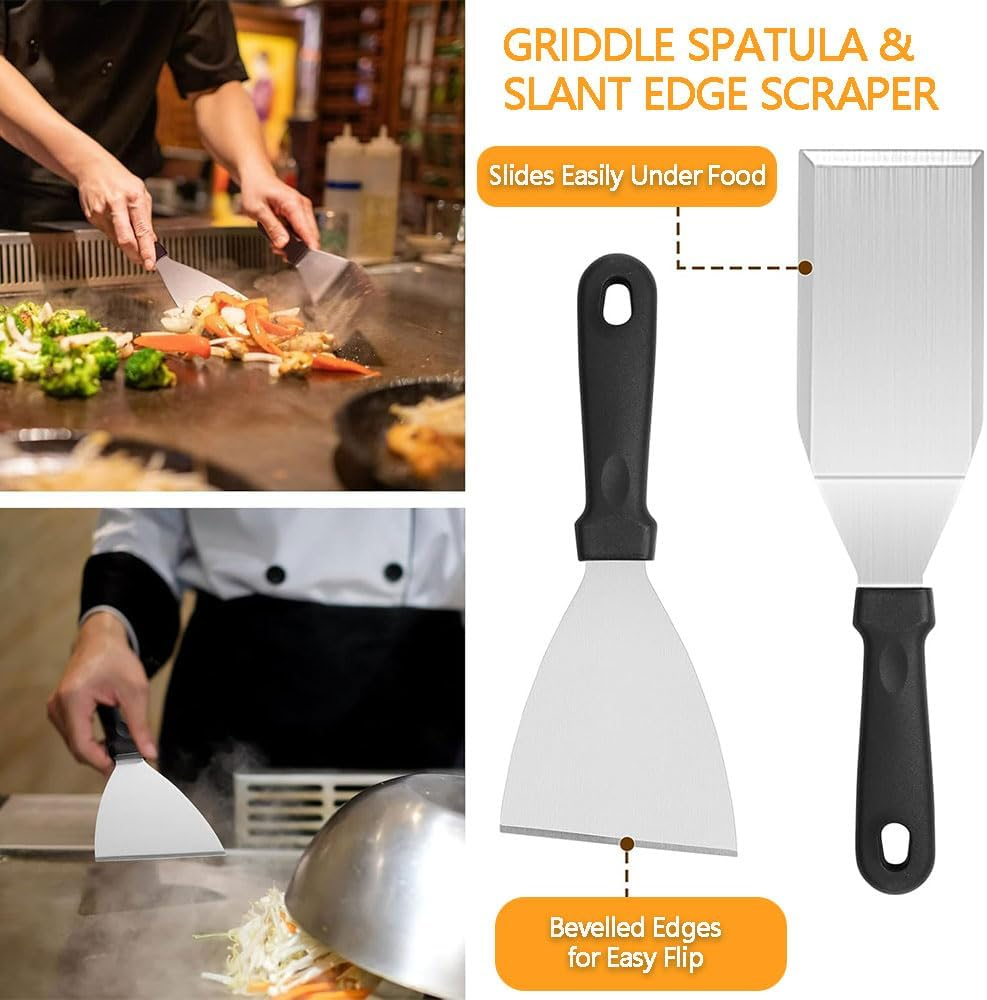 29PCS Griddle Accessories Kit for Blackstone & Camp Chef &ndash; Flat Top Grill Tools Set with Spatulas, Burger Press, Melting Dome, Scraper, Tongs, Bottles & Carry Bag &ndash; BBQ Gift for Men image number 3