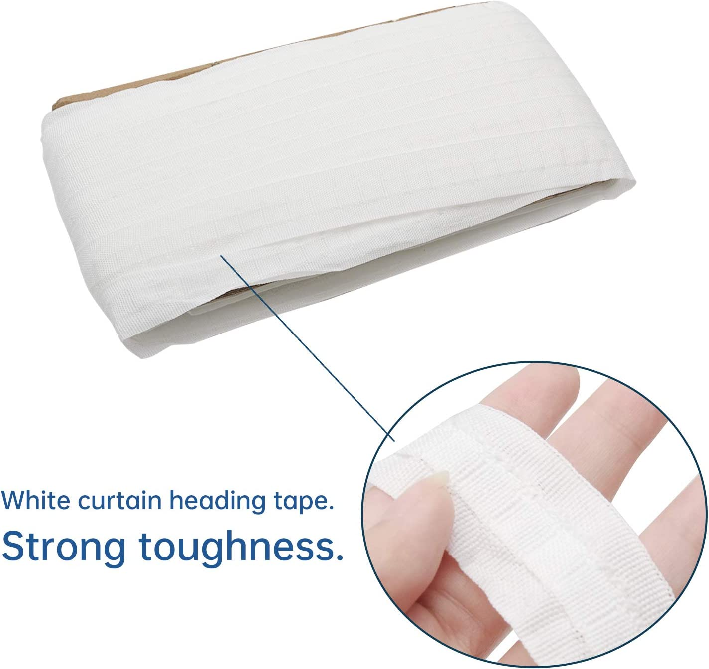 EMVANV Knitted Curtain Heading Tape, 30Mx3Cm Narrow No Odor Strong Toughness Pleat Craft Linings image number 2