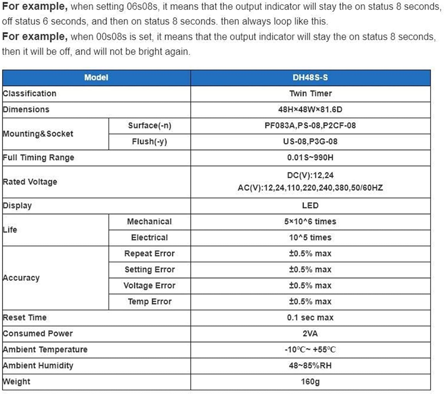 Dh48S-2Z Digital Display Time Relay Timer Power on Delay Time Controller 2NO2NC (Size : ACDC24) image number 6
