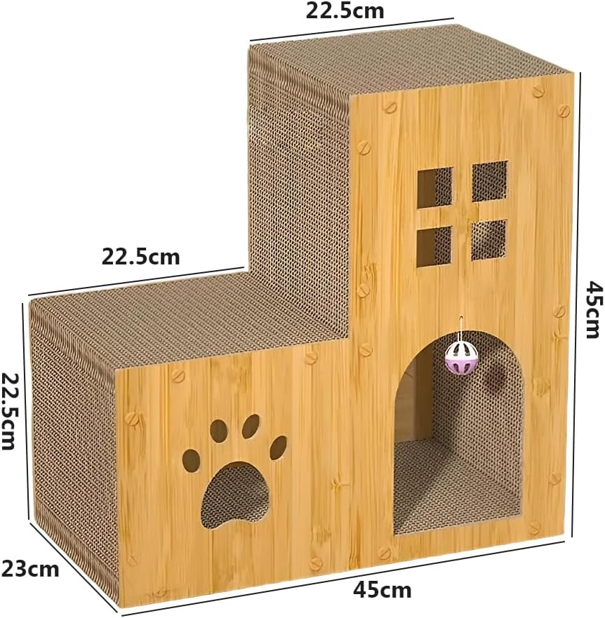 TOMVAES 2-In-1Cat Scratcher House, Pussy Scratching with Hanging Toy, Sturdy Moggy Room, Pussy Bed, for Cats of All Ages image number 5