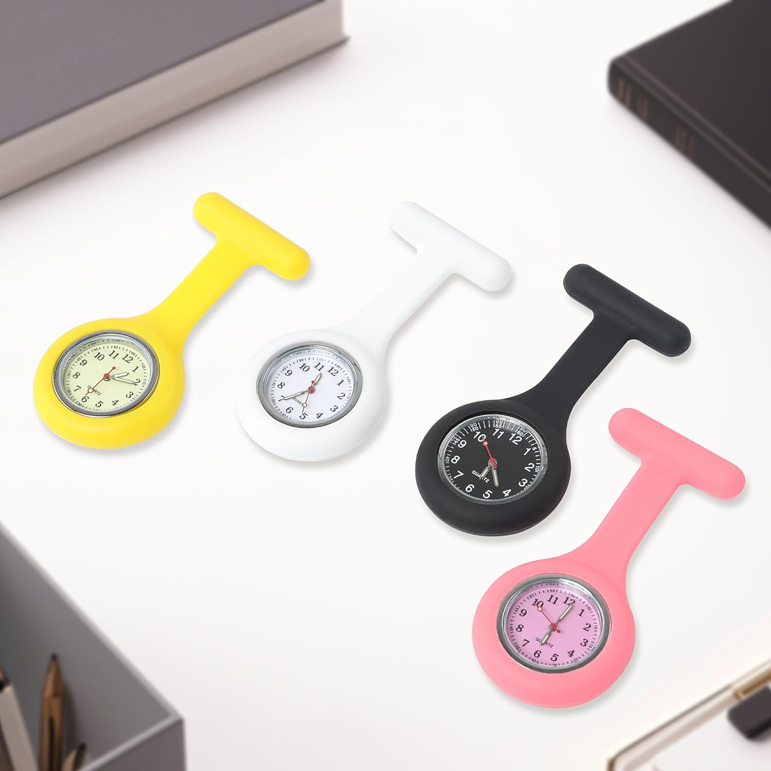 JUNART 2Pcs Nurse Watch Brooch Silicone Band with Pin Clip Luminous Hand, Detachable Fob Watch Easy to Sanitise for Hospital Nurse Doctor, Clinic and on the Go image number 2