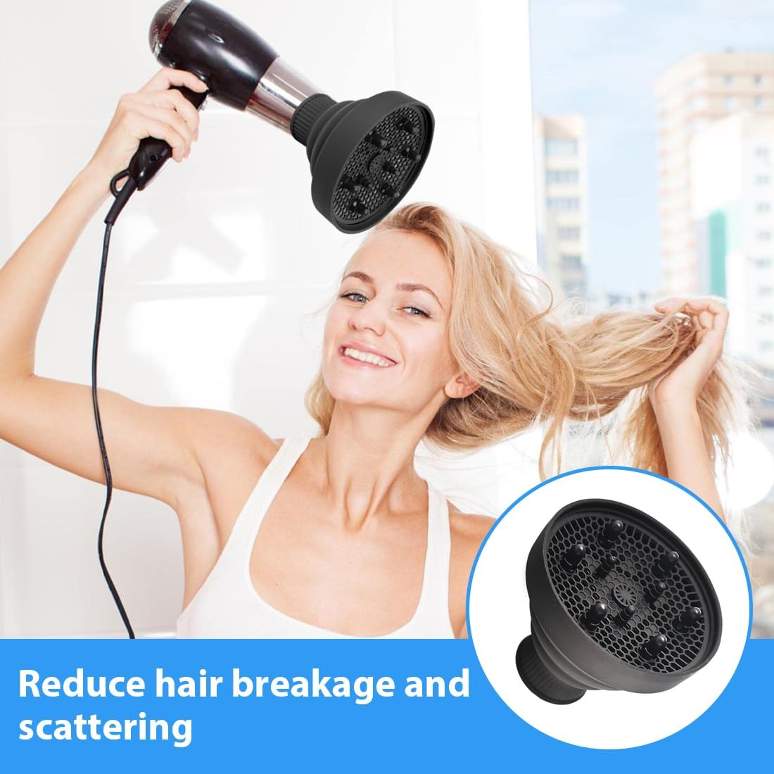 GXGM Diffuser Attachment Hair Dryer with Silicone Attachment, Foldable Hair Dryer Diffuser, Universal Attachment for Curly Hair, a (4-5 Cm) image number 5