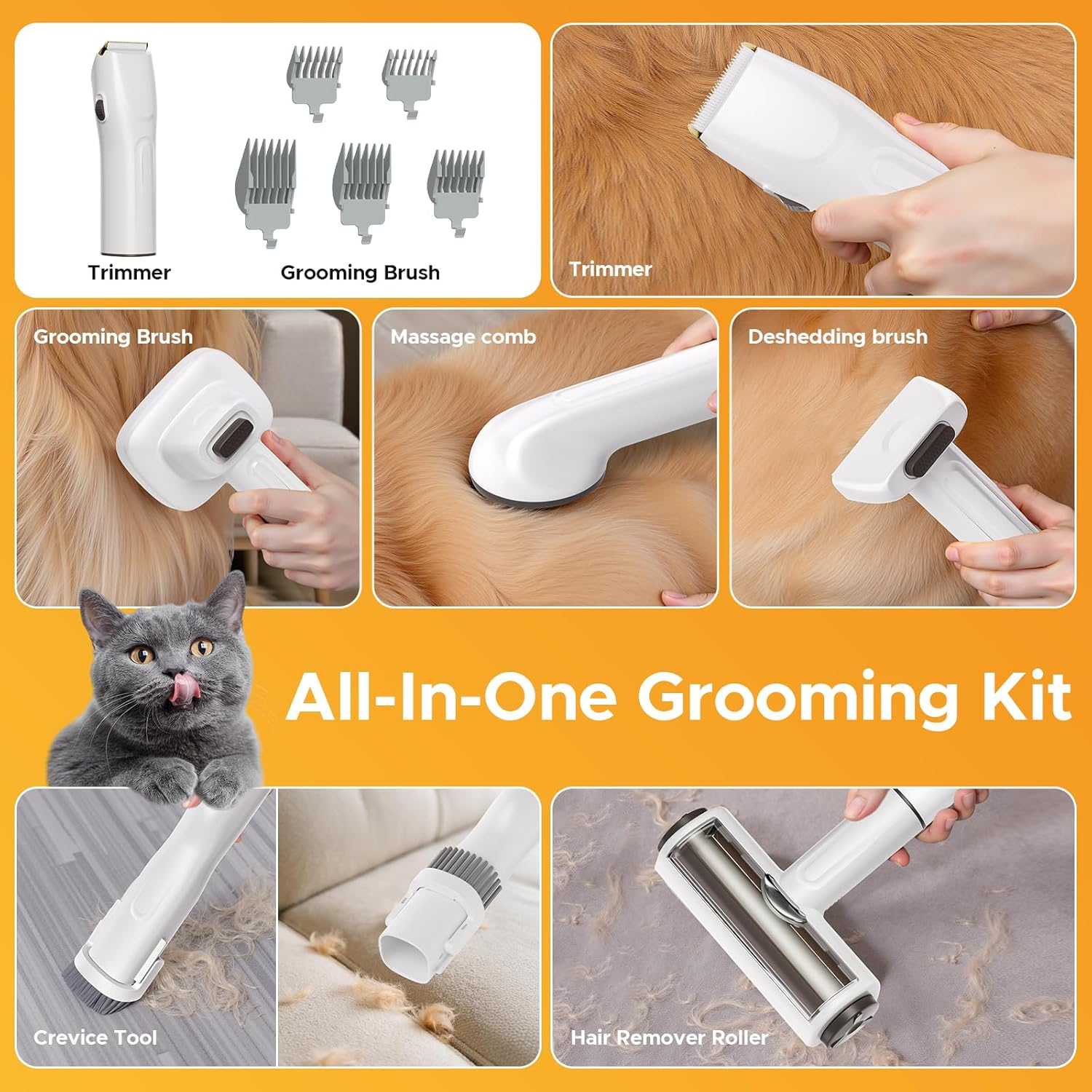 Omebel Pet Grooming Vacuum,Dog Grooming Vacuum for Shedding with 7 Pet Hair Removal Tool, Pet Vacuum Grooming Kit for Dogs and Cats,3L Capacity Dust Cup Picks up 99% Pet Hair image number 6