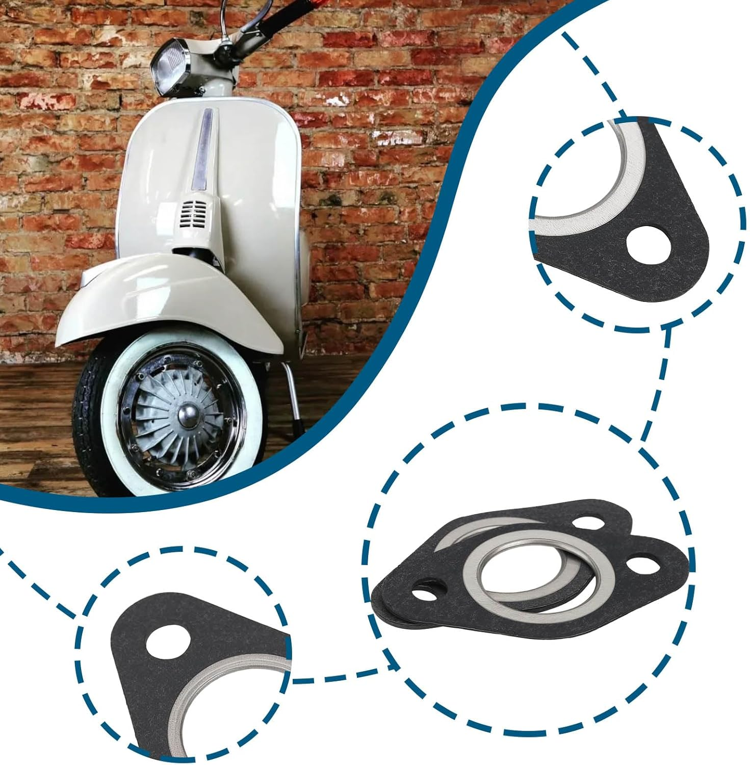 OTOTEC 10Pcs Exhaust Manifold Gasket 25Mm ID Muffler Noise Reduction Seal Gasket Compatible with 50Cc 2-Stroke Scooters Motorcycles Compatible with MBK Booster image number 2