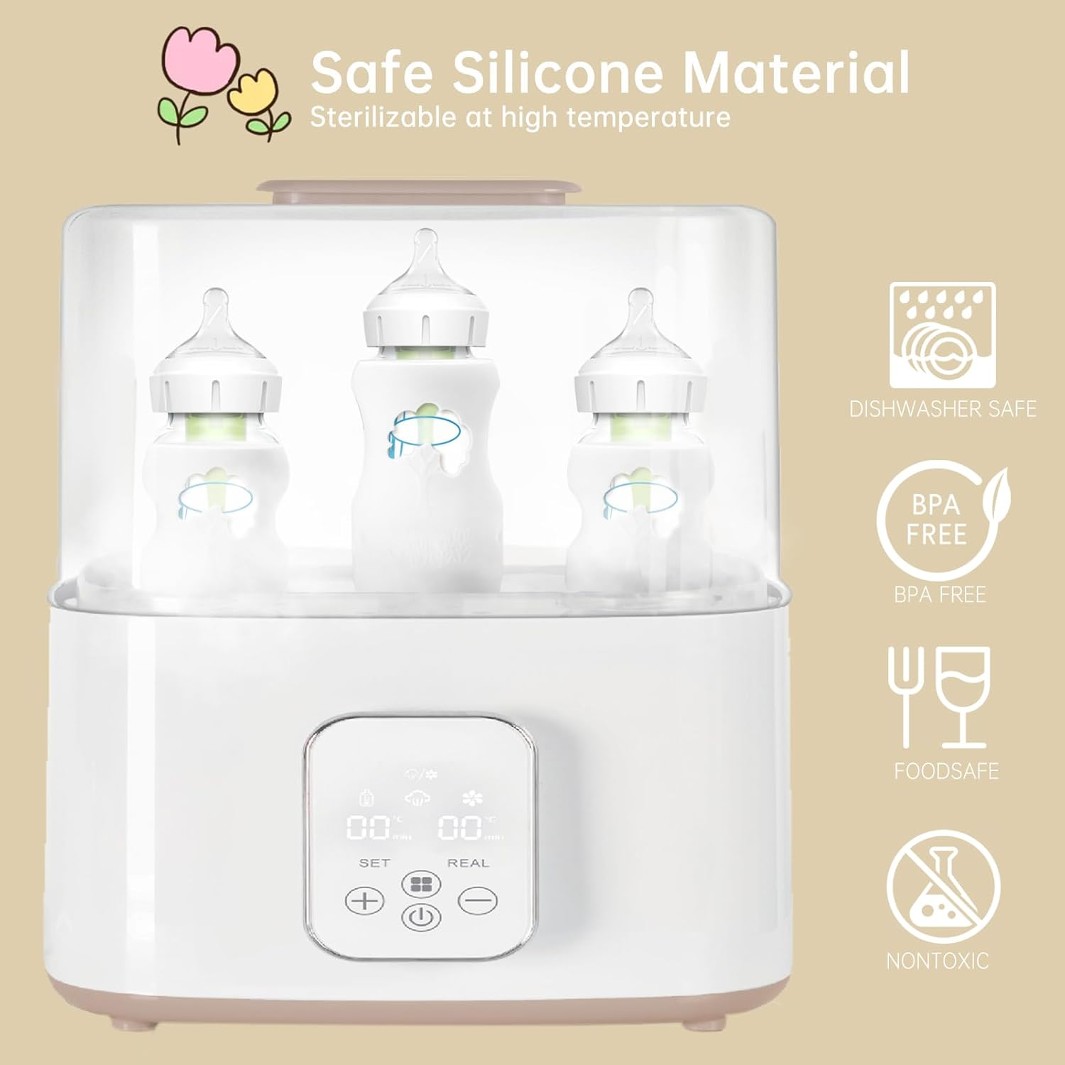 3 Pack White Silicone Sleeves for Dr. Brown'S Glass Baby Bottles 5Oz, Anti-Slip & Anti-Breakage Design, Compatible with Dr. Brown'S Wide-Neck Glass Bottles (5 Ounce) image number 4