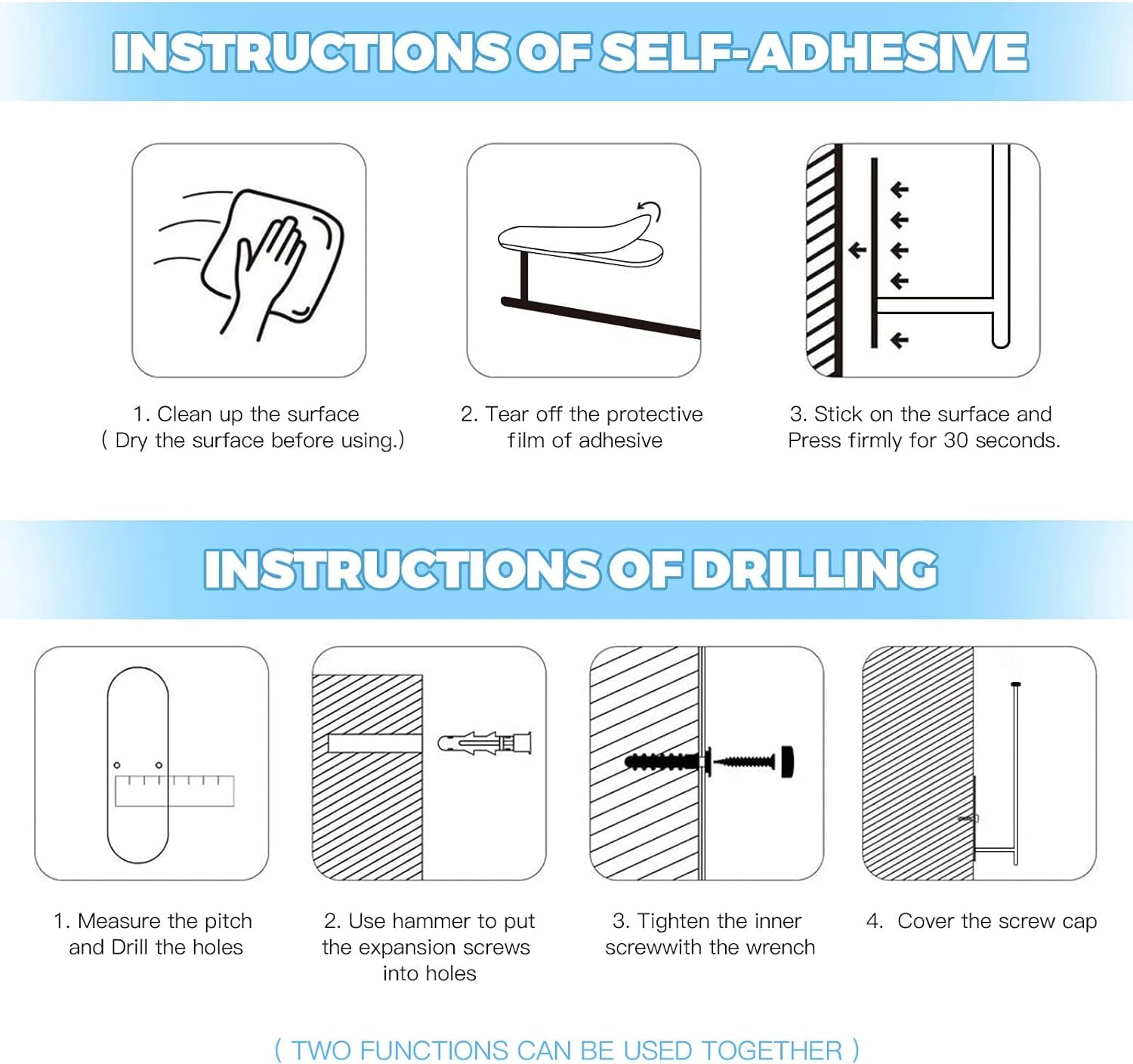 YOZOTI Paper Towel Holder under Cabinet for Kitchen, Self Adhesive or Drilling Paper Towel Holder Wall Mount, SUS304 Stainless Steel (Black) image number 1