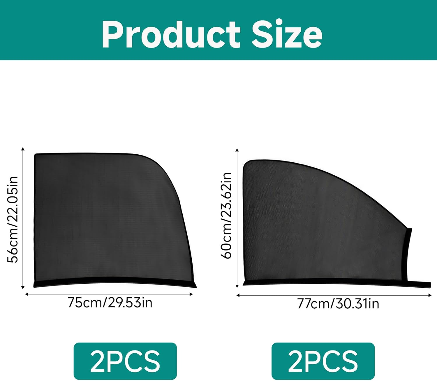 4Pack Car Window Shades Mesh,Stretchy&Breathable Mesh - Universal Fit Most of Cars, Large SUV, Pickup,Uv Protection Mosquito Net Side Window Covers for Car Camping & Baby image number 1