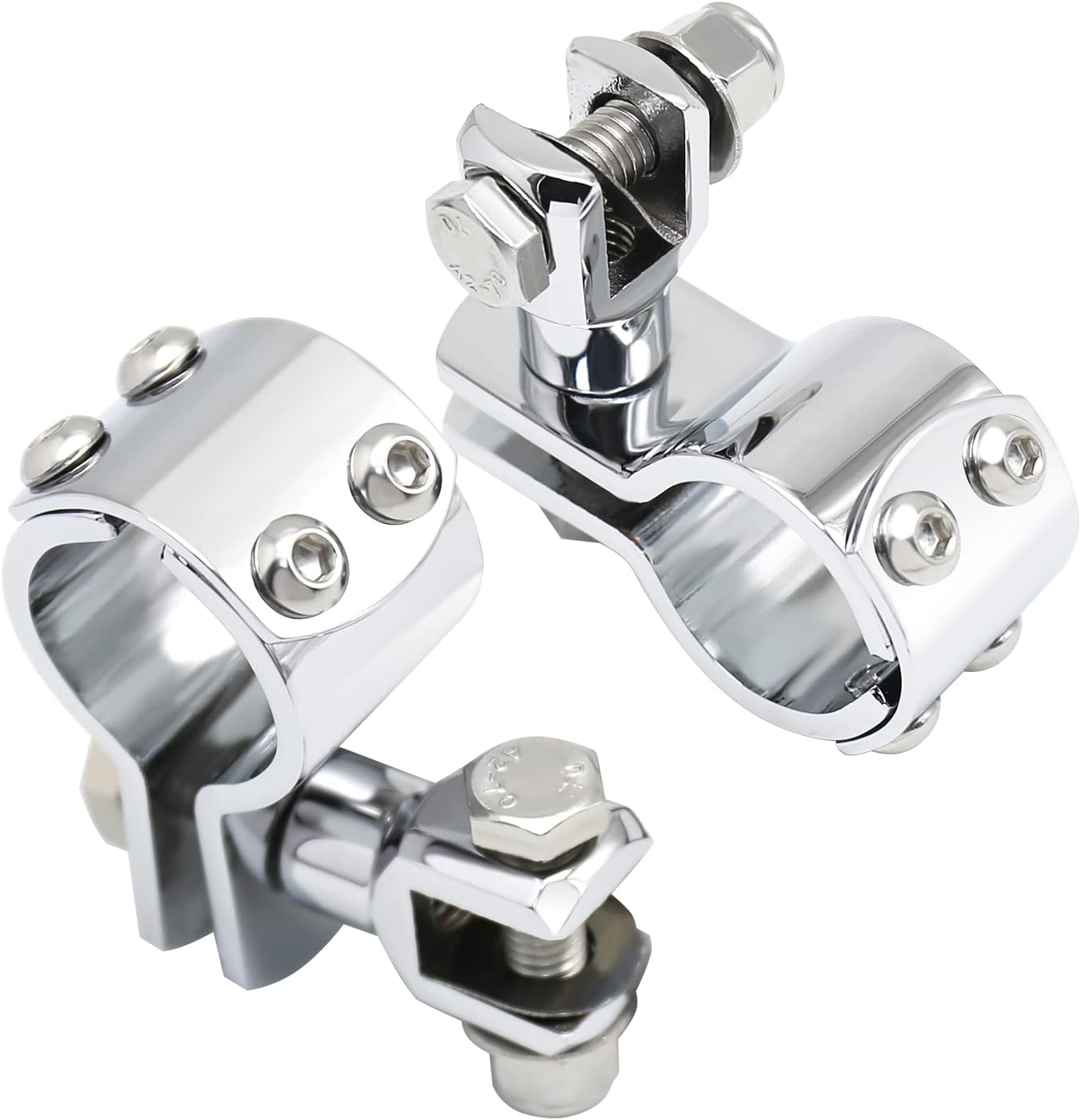 Motorcycle Highway Pegs Mount Clamp Footpegs Engine Guard Mounts Adapter Fit for Harley Yamaha Honda Suzuki Kawasaki 25Mm 32Mm 34Mm (Chrome)