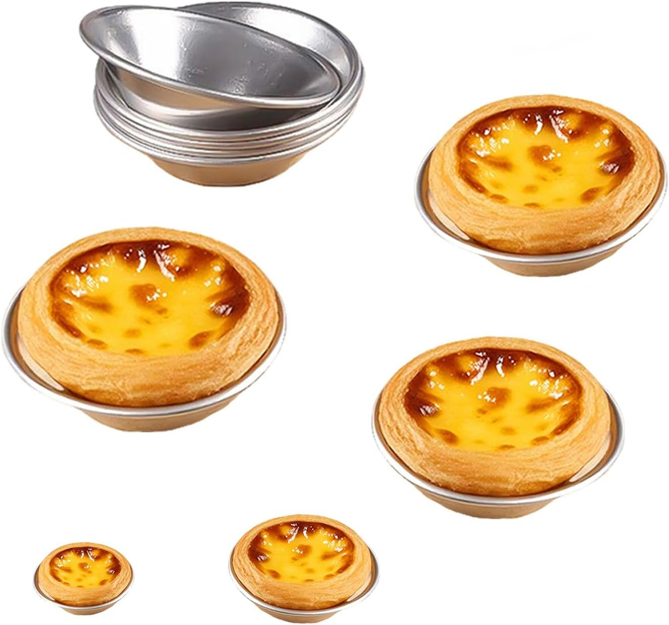 20PCS Aluminium Tart Moulds,Thickened Non-Stick round Cake Cups,Baking Moulds,Pudding Mould Cups,Quiche Models,Cupcake and DIY Dessert Moulds image number 6
