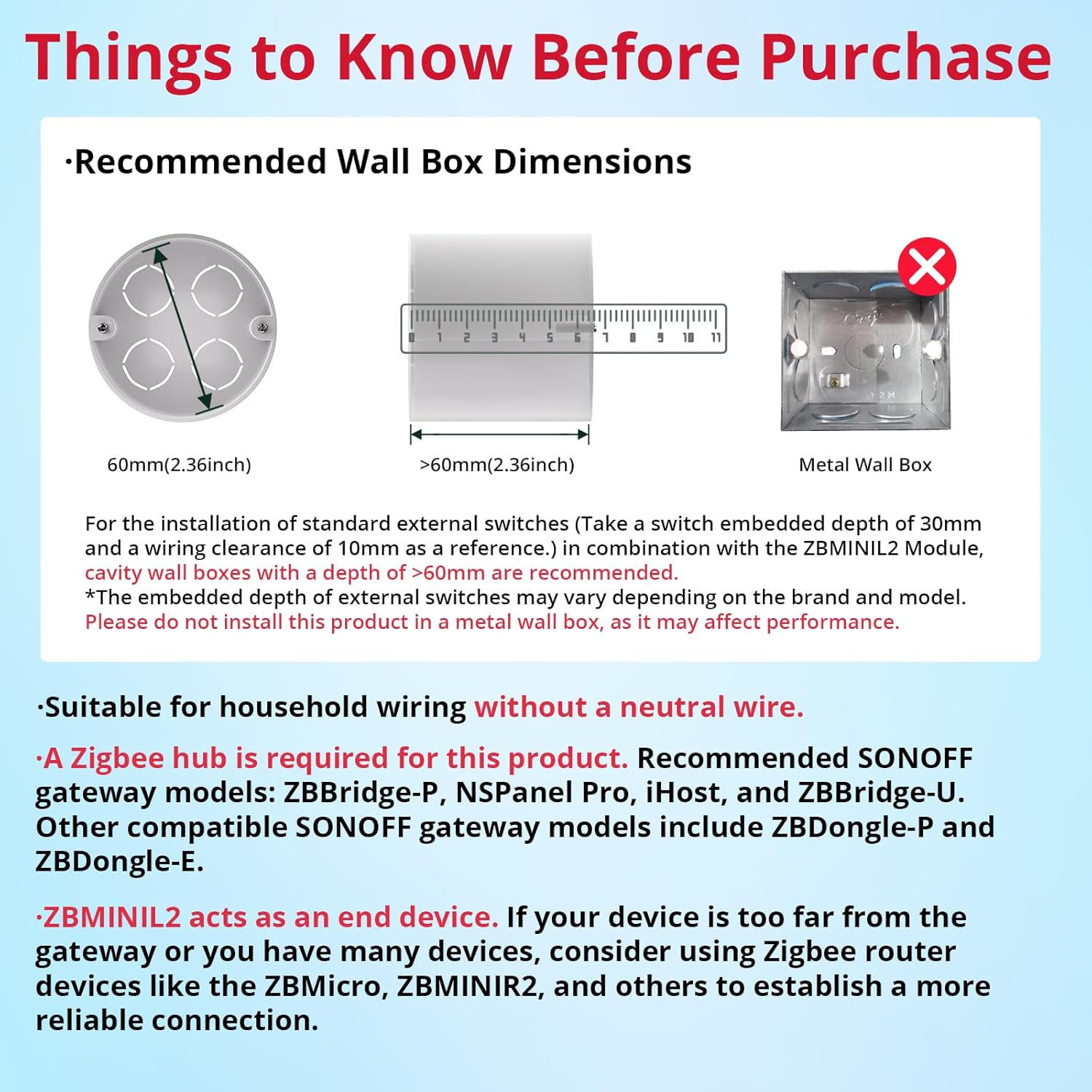 No Neutral Wire Required, SONOFF ZBMINIL2 Zigbee Smart Light Switch (2 Way), Compatible with Alexa, Smartthings Hub, Google Home&Sonoff Zbbridge-P, Zigbee Hub Required (2 Pack) image number 6