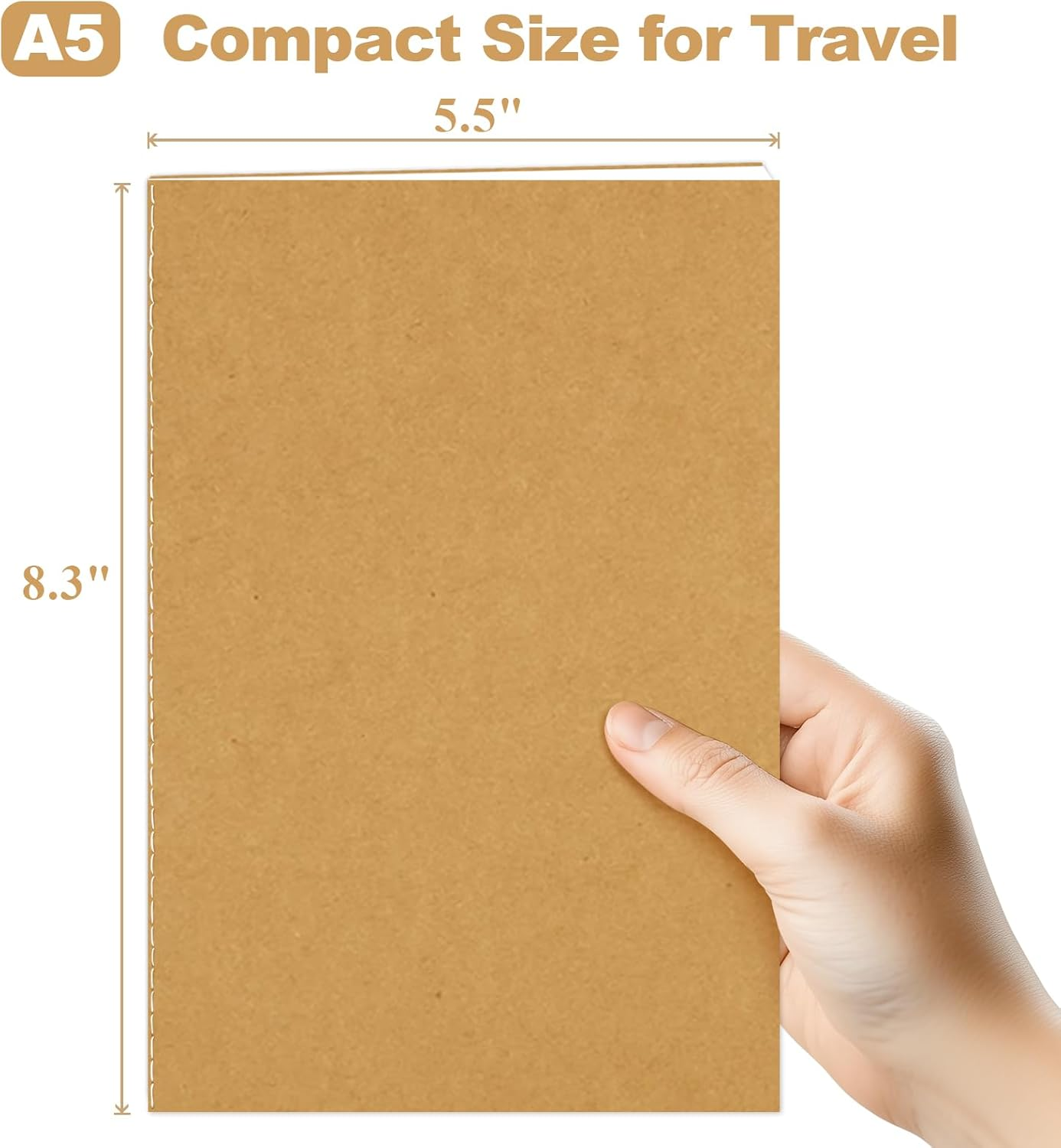 24 Pack Blank Notebook A5, 60 Pages(30 Sheets) Kraft Notebooks Unlined Journals Bulk Sketchbook Multipack for Kids Students Classroom Writing Drawing Office Back to School Gift, 21.5X14Cm（Brown） image number 1