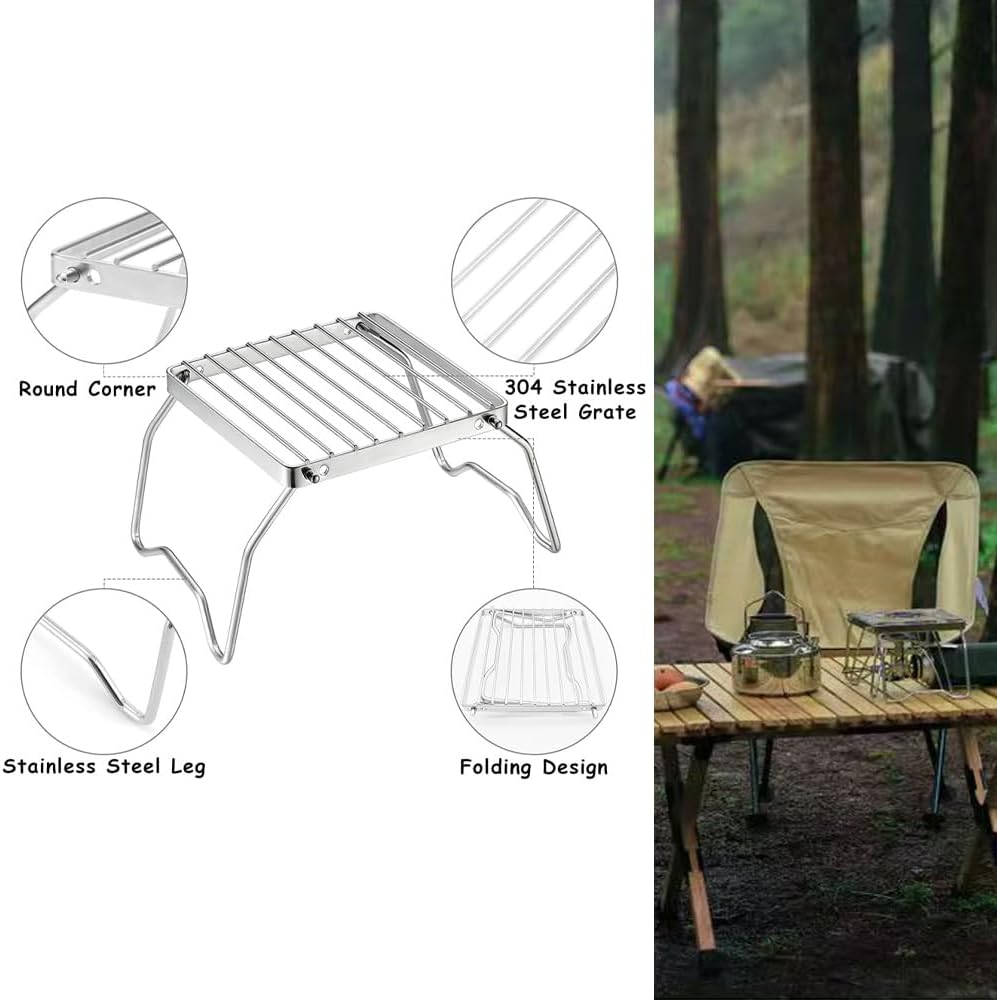 16 X 16 Cm Portable Campfire Grill Stainless Steel Folding Grill with Carry Bag Foldable Campfire Grill for Camping Trekking Garden and Outdoor Barbecue Fun image number 4