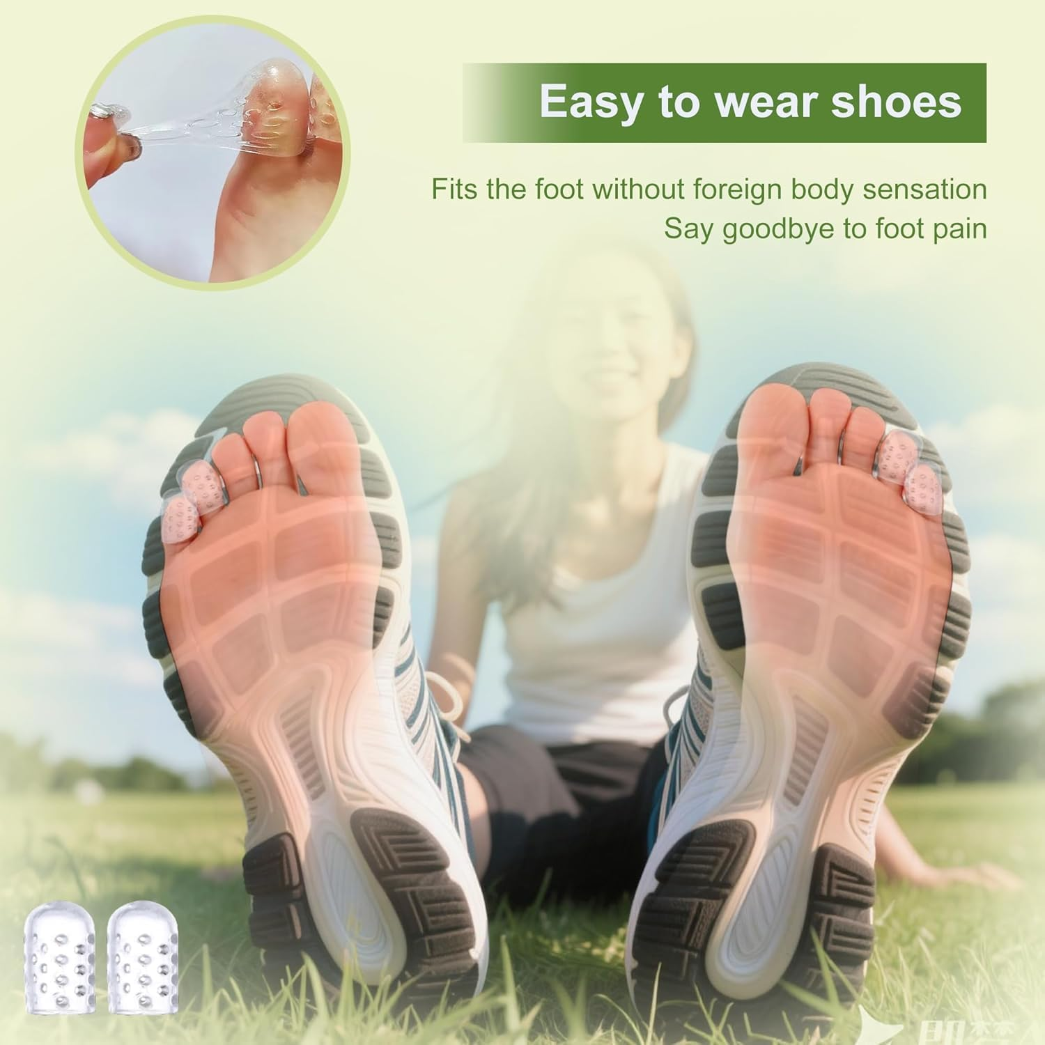 50 Pcs Silicone Toe Protectors Women, Gel Anti-Friction Toe Protector Breathable, Soft Clear Little Toe Protectors Women, Toe Sleeves for Corns, Blisters and Pain Relief (White) image number 2