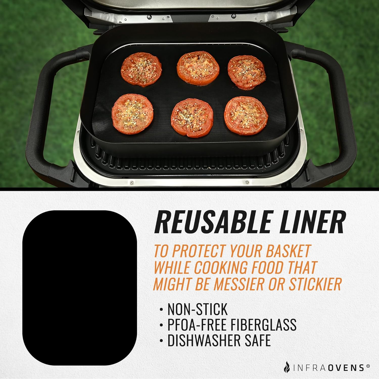 Reusable Liner Accessories for Ninja Woodfire Outdoor Grill (Crisper Basket Only) OG701 OG751, Non-Stick Grill Mats for Wood Fire Electric Air Fryer Smoker 7-In-1 BBQ, Dishwasher Safe by INFRAOVENS