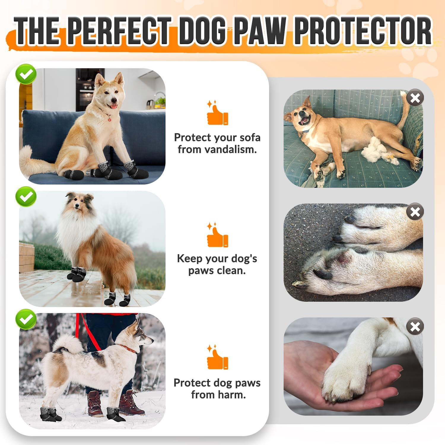 Slowton Dog Shoes - Breathable Dog Sock Shoes for Hardwood Floor Dog Boots with Reflective Stripes for Small to Large Dogs, Outdoor Summer Hot Pavement Waterproof Non-Slip