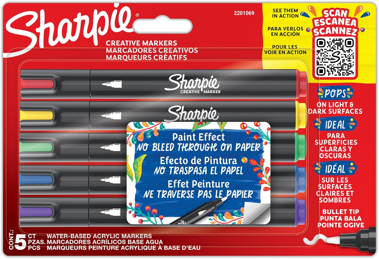 Sharpie 2201182 Creative Brush Tip Acrylic Marker (Pack of 5) image number 6