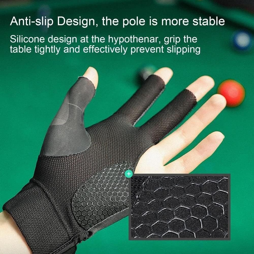 Gofidin 2 PCS Breathable Pool Gloves, Spandex Snooker Left Hand Three Fingers Glove, Elasticity Billiard Training Accessories image number 1