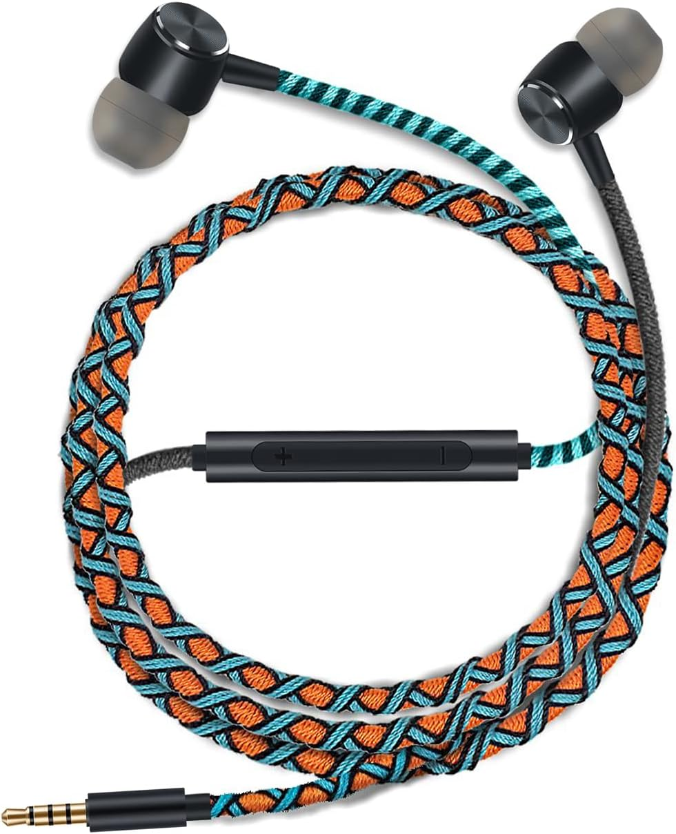 URIZONS In-Ear Headphones Colourful Wired Braided Stereo High Fidelity Ergonomic Low Noise 3.5 Mm Universal for Iphone Android and MP3 Smartphones image number 3