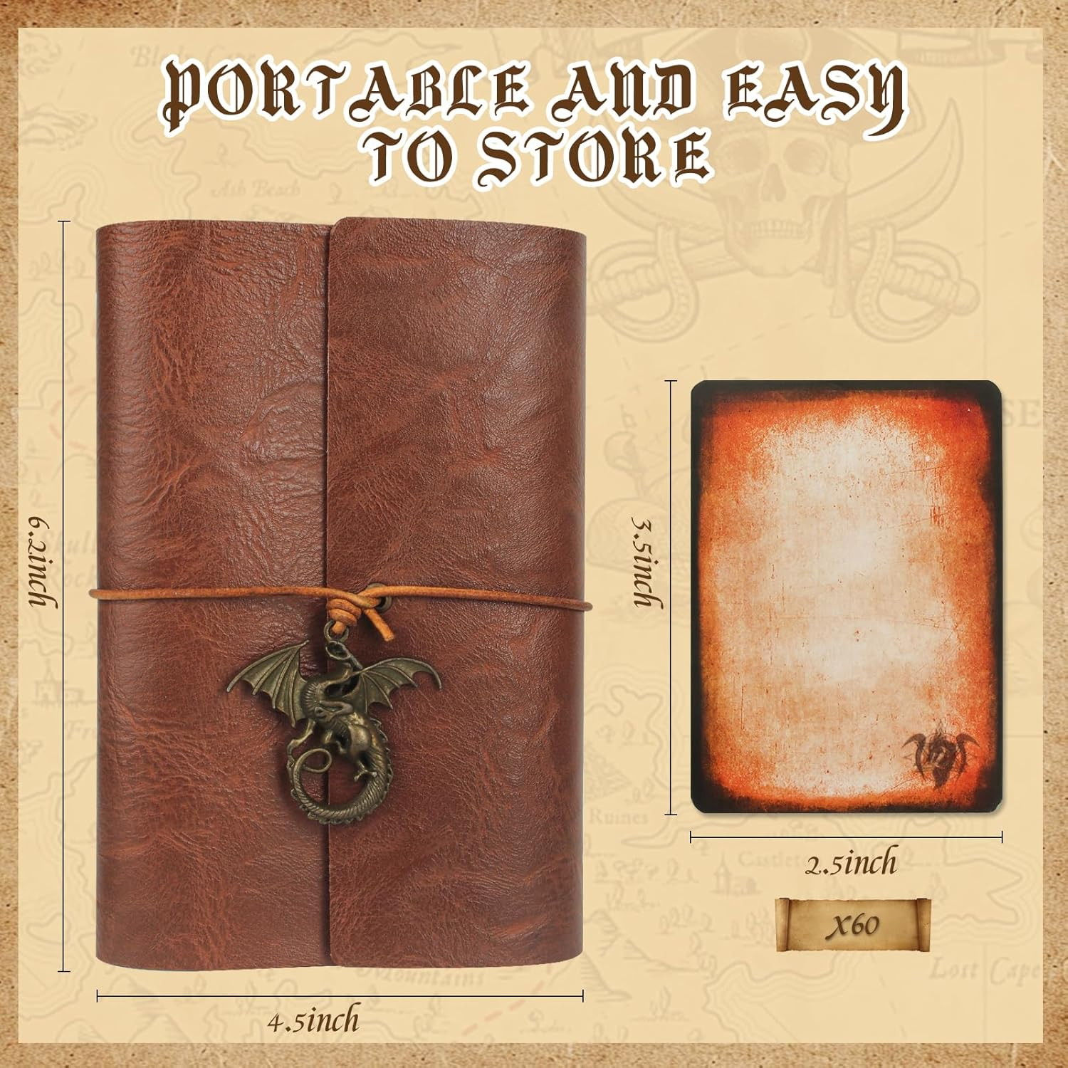 Spellbook Cards Holder D&D RPG Pocket Spell Book & Reference Card Holder, Tome of Recollection TTRPG Gaming Accessories for Dungeons and Dragons Beginner Master (61 Poker-Size Player Cards Included) image number 4