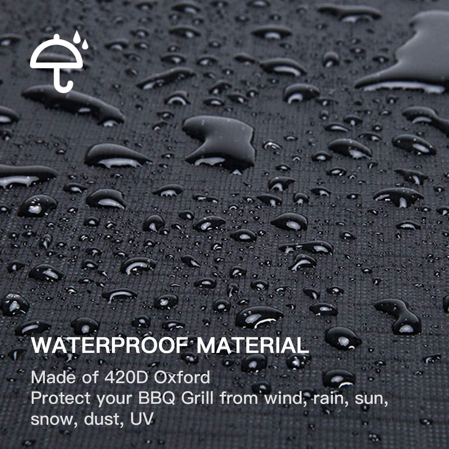 Kettle Grill Cover, Weatherproof 420D Oxford Charcoal Grill Tarpaulin, round Gas Grill Cover, Protective Cover for Weber, Universal (Diameter 77 X 90 Cm) image number 3