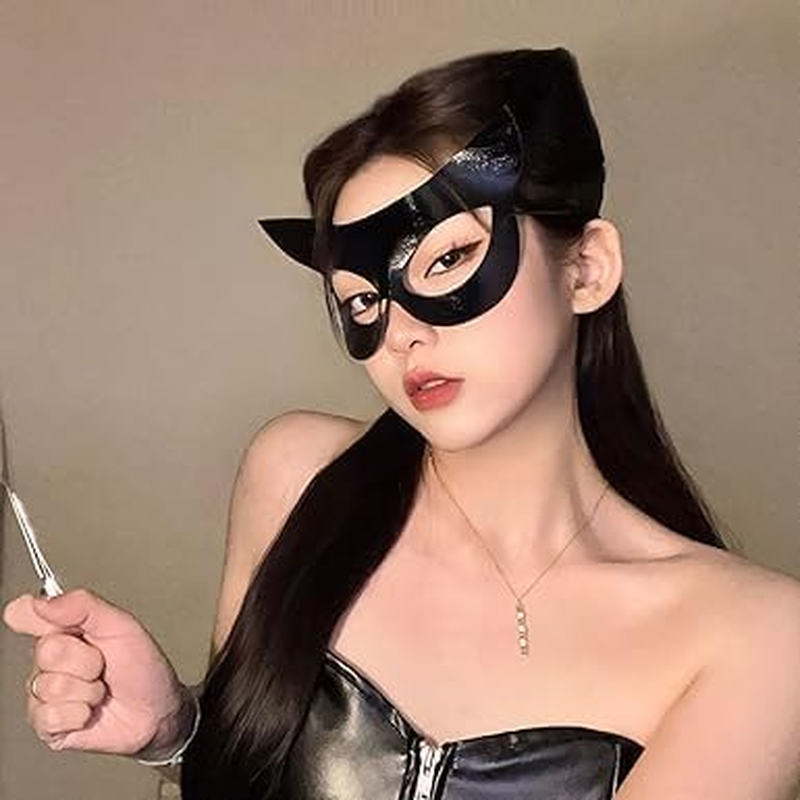 Women'S Cat Mask Black Cat Mask Half Face Cat Mask Halloween Costumes Masquerade Costume Party Accessory image number 4