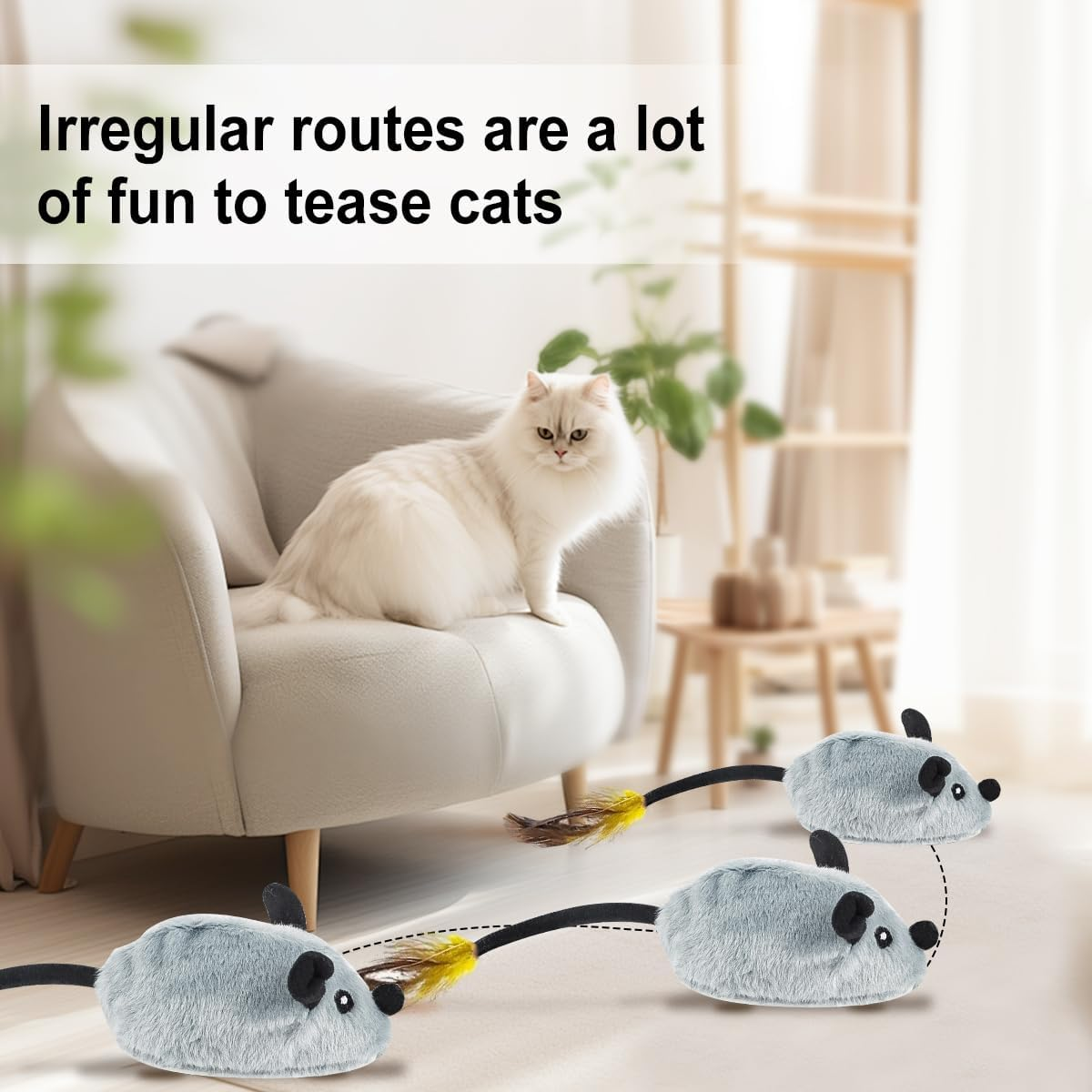 Cat Toy Mouse Cat Toy Mice Cat Toy Interactive Plush Cat Toy Mouse for Cat Interactive Toy Mouse for Cat Run against Boredom image number 3