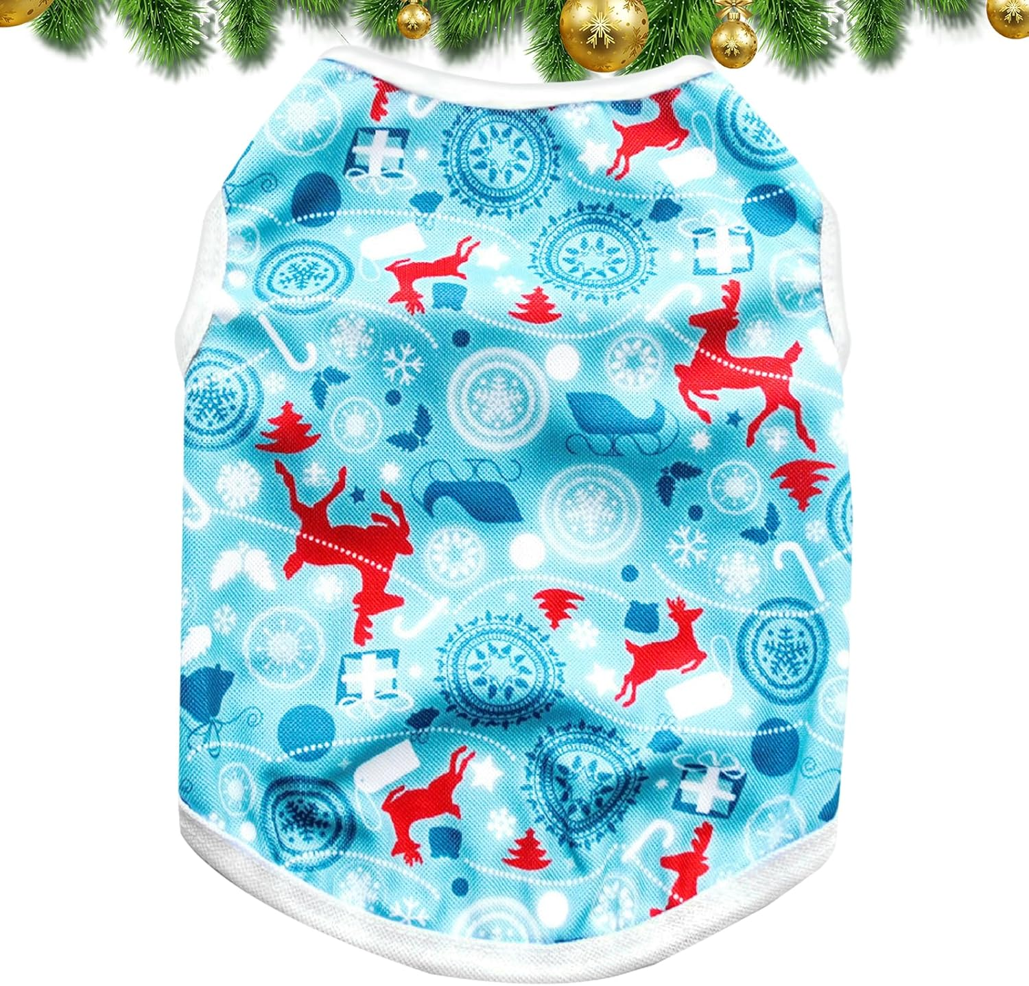 Christmas Dog Shirt Reindeer Snowflake Christmas Style Puppy Sweatshirt Soft Pet Vest Clothes Cat Dog Christmas Pet Costume Christmas Party Vest Pet Clothing for Small Dogs Cats image number 4