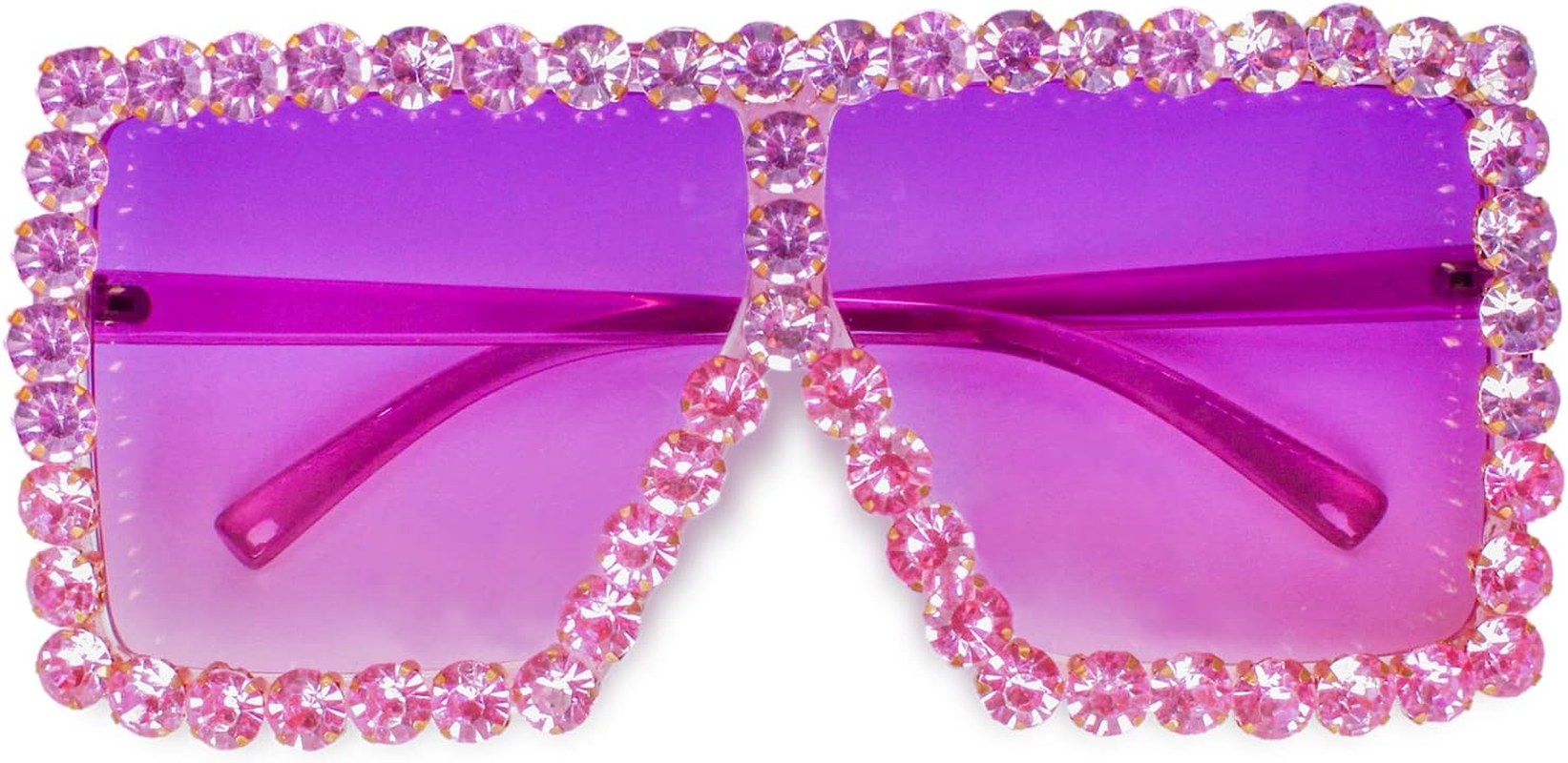 Ailov Oversized Trendy Crystal Sunglasses for Men Women Elton Party Favors Rhinestone Rectangle Glasses image number 3