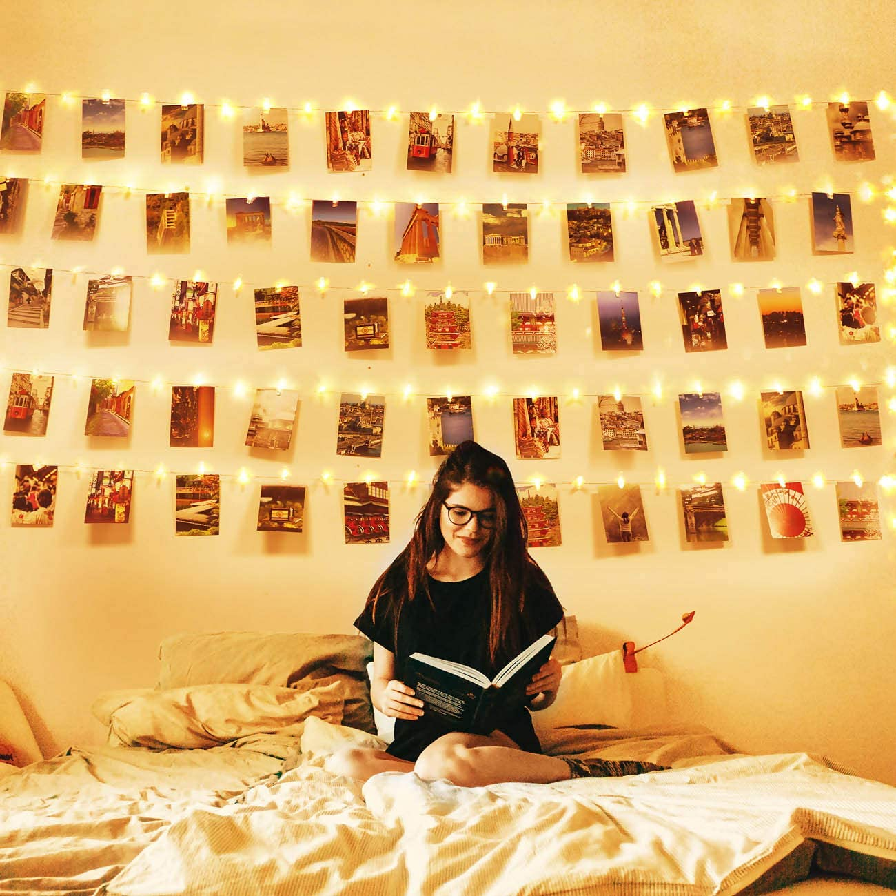 Litogo 100 LED Photo Clip String Lights, 10M Battery Powered Fairy Lights with 60 Clips Hanging Photos, Mini Silver Wire Polaroid Peg Lights for Birthday Party Picture Card Decorations image number 5