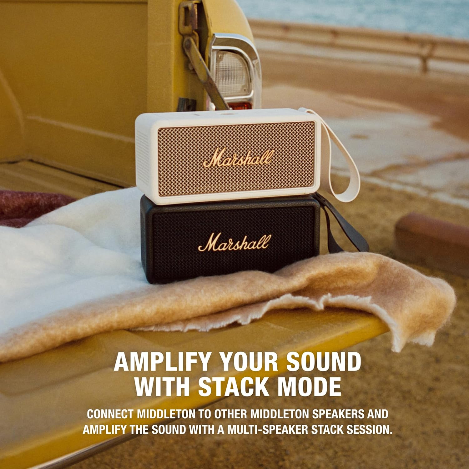 Marshall Wireless Portable Waterproof Speaker, Middleton Cream, 20 Hours of Continuous Playback, IP67 Waterproof image number 5