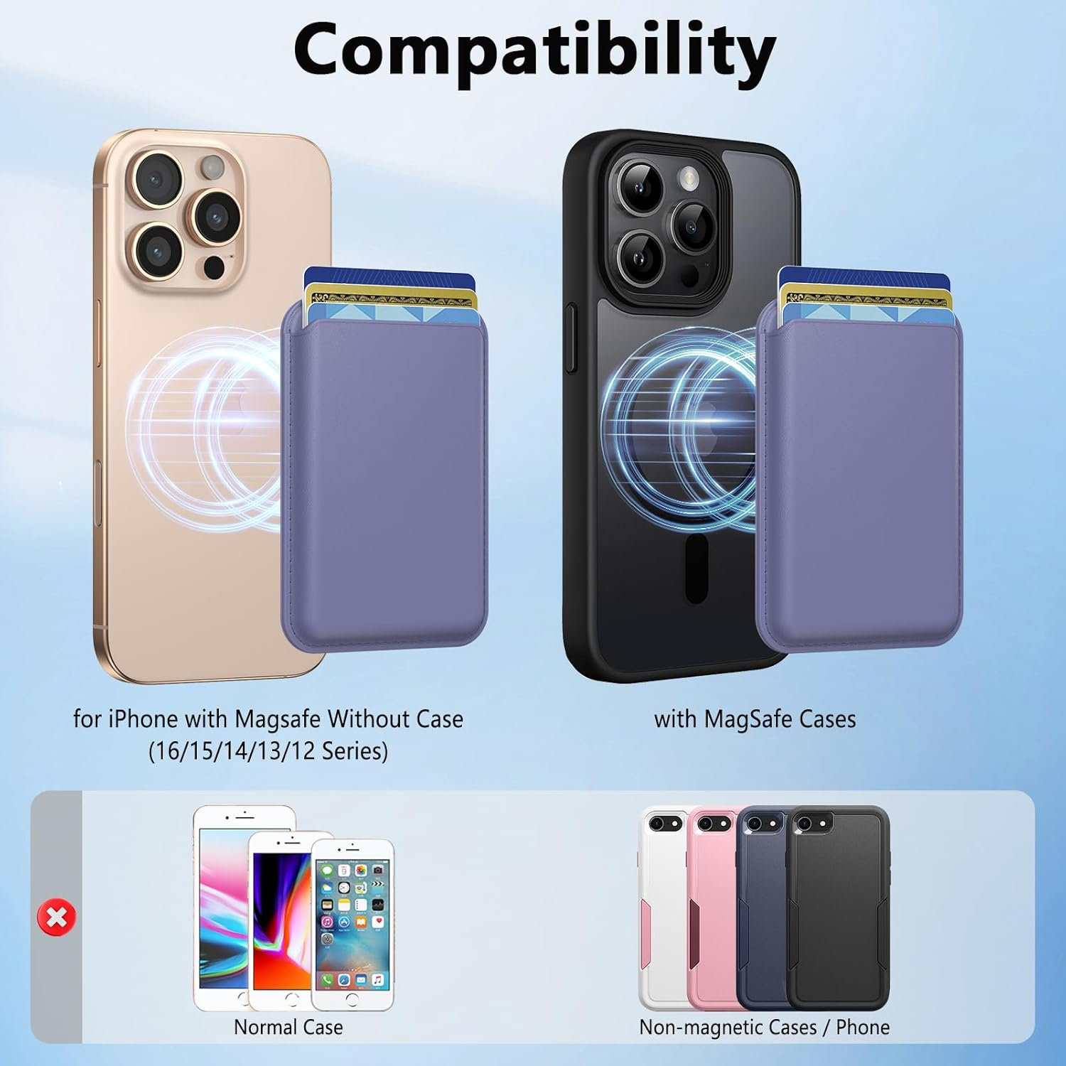 Magsafe Wallet Magnetic Card Holder, Premium Vegan Leather Phone Wallet for Phone Card Holder for Iphone 16 plus Pro Max 15 14 13 12 Series - Black image number 6