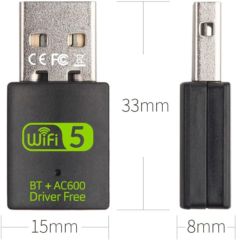 Wifi 5 USB Wireless Adapter for PC, Desktop Laptop Dual Band Wifi Dongle 5Ghz 600Mbps + 2.4Ghz 286Mbps, USB 2.0 Computer Network Adapter, Wireless Internet Dongle, Compatible with Mac Windows image number 2