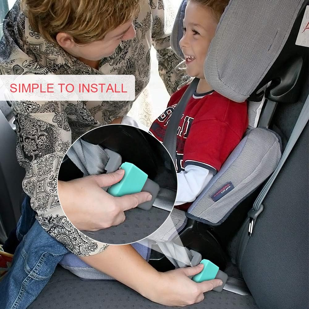 Morlike Silicone Seatbelt Secure Buckle Safety Cover Lock | Keep Children Safe in Car Seat and Prevent Kids from Accidentally Unbuckling | Buckle Guard Fits Almost Vehicles (Light Blue, 2 Pack)