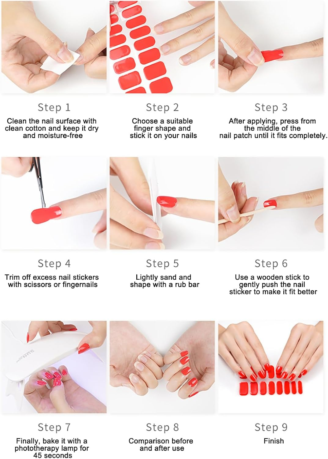 Joyeee Semi Cured Gel Strips, 16Pcs Self Adhesive Stickers, Long Lasting Professional Salon Quality Full Wraps with File, DIY Art Decoration Accessories for Women Girl