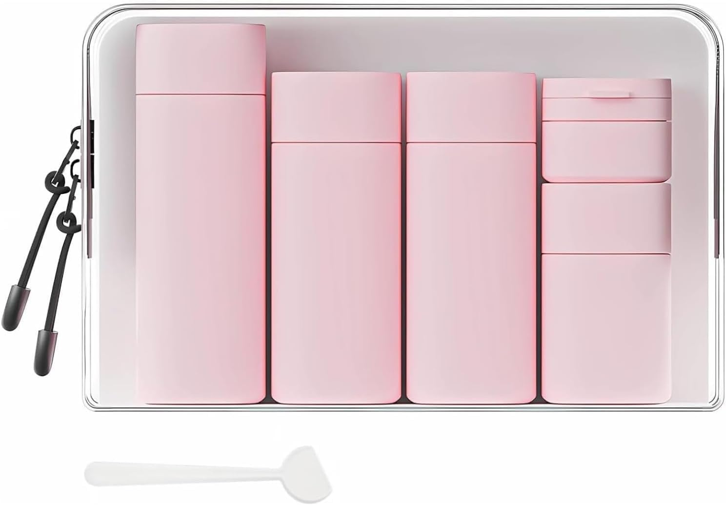 Travel Bottles for Toiletries, 5 Pack Travel Size Containers, TSA Approved Leak Proof Refillable Portable Toiletry Bottles Set with Clear Toiletry Bag for Shampoo Conditioner, Lotion (White)