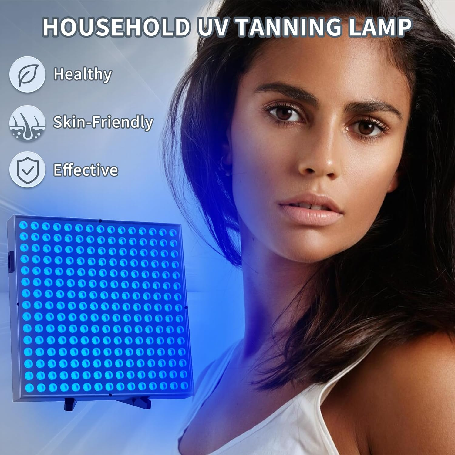 Solarium for Home, 460 NM Portable Tanning Lamp with 225 Leds, 45 W Face Solarium, Adjustable Stand and Hanging Hooks, Face Tanner Solarium for Home for Body image number 5