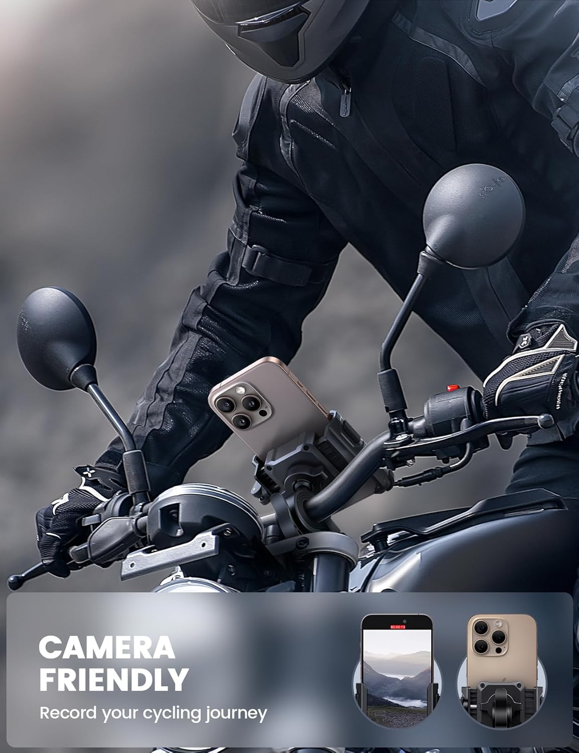 Lamicall Motorcycle Bike Phone Mount - [No Block Camera] [1S Lock] Bike Cell Phone Holder Clamp, Bicycle Scooter Handlebar Clip, for Iphone 16 15 14 Pro Max, Galaxy S25 S24 Ultra, 4.7-7" Phones image number 5