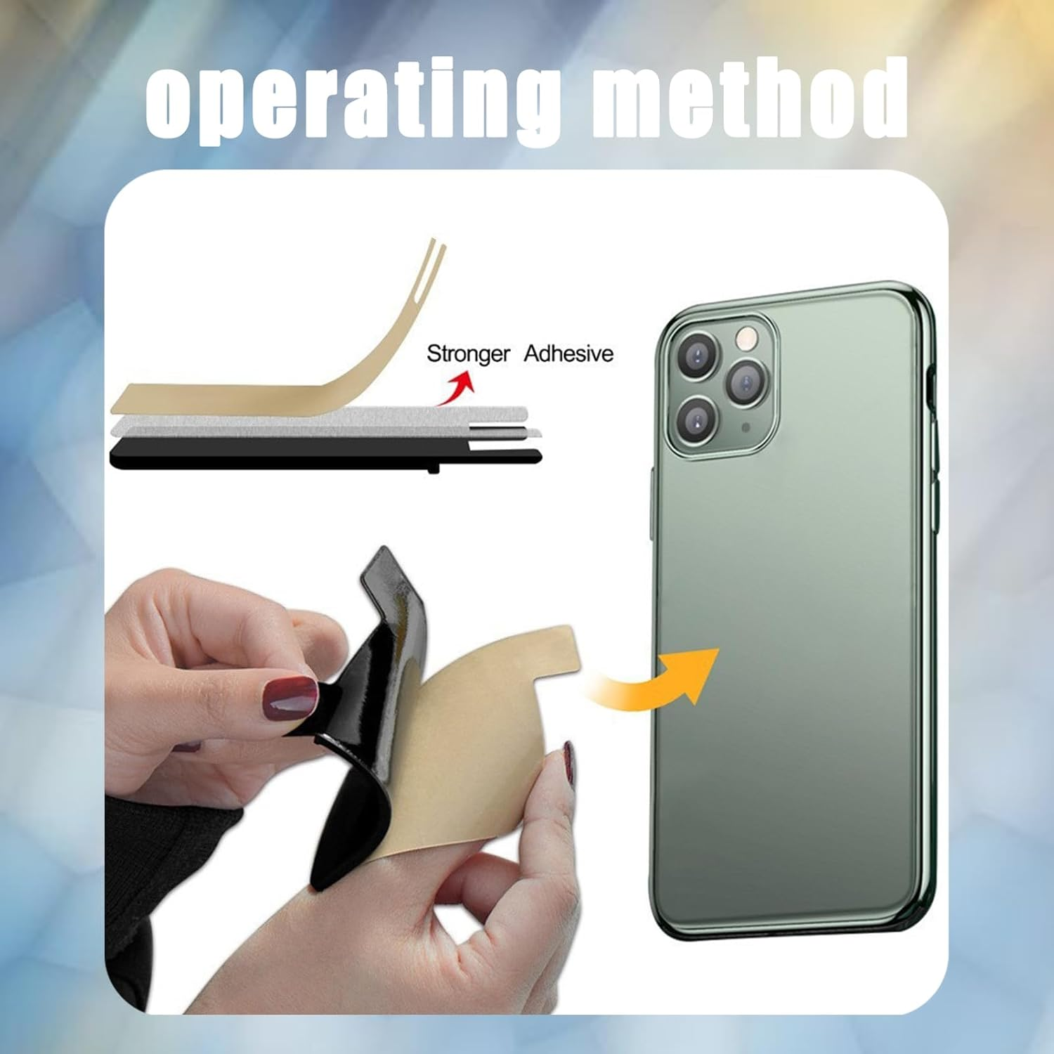 2Pcs Zakora Phone Wallet Stick On,Silicone Card Holder for Back of Phone Credit Card Holder for Phone Case Compatible for Credit Cards, Business Card, Cash & ID Cards (Black)